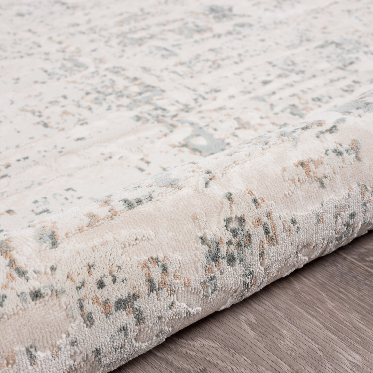 MICHE-81638 Modern/Contemporary Machine Made Gray/Cream/Blue/Taupe Polyester Indoor Area Rugs - LR Home