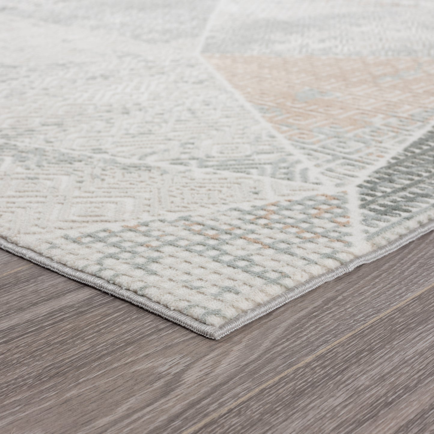 Michelle-81639 Modern Power-Loomed Gray/Cream/Blue/Taupe Cotton Indoor Area Rug - LR Home