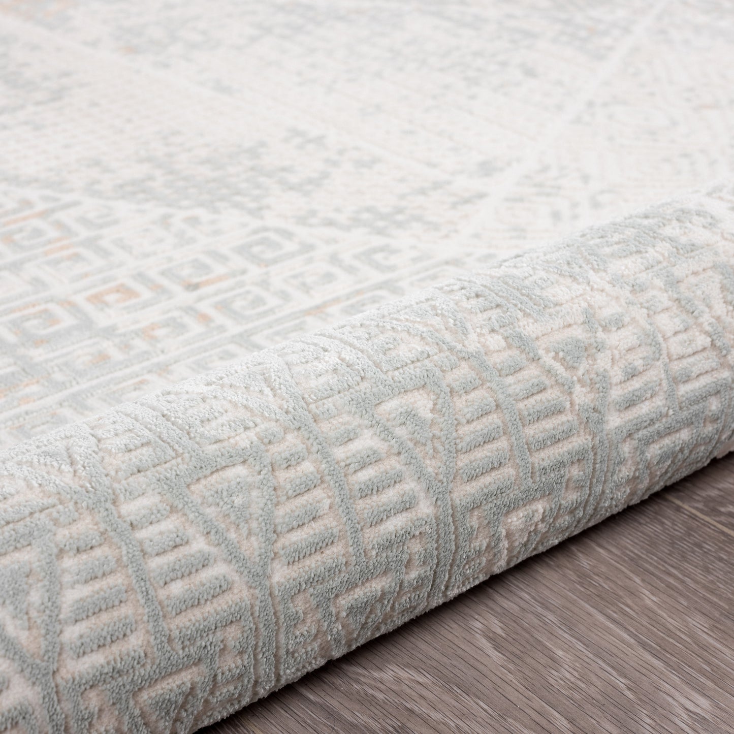 Michelle-81639 Modern Power-Loomed Gray/Cream/Blue/Taupe Cotton Indoor Area Rug - LR Home