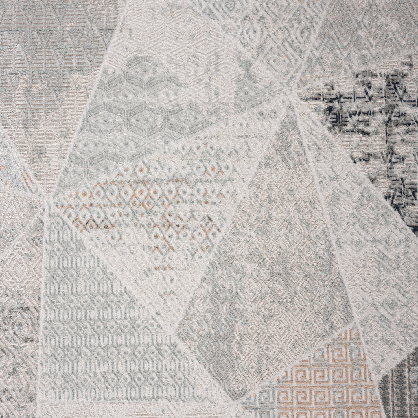 Michelle-81639 Modern Power-Loomed Gray/Cream/Blue/Taupe Cotton Indoor Area Rug - LR Home