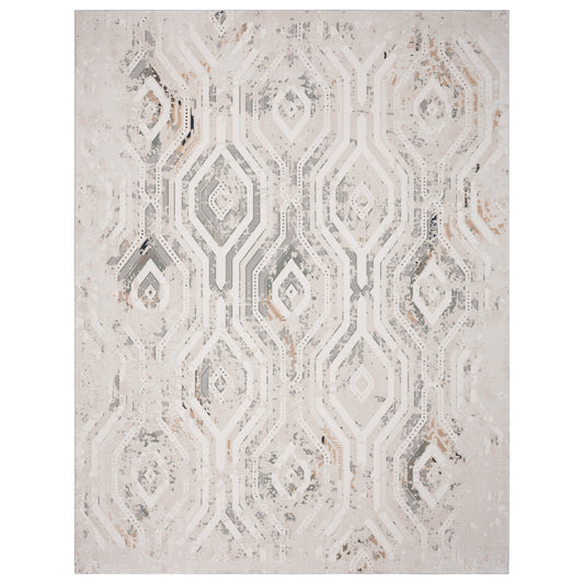 MICHE-81640 Modern/Contemporary Machine Made Gray/Cream/Taupe Polyester Indoor Area Rugs - LR Home