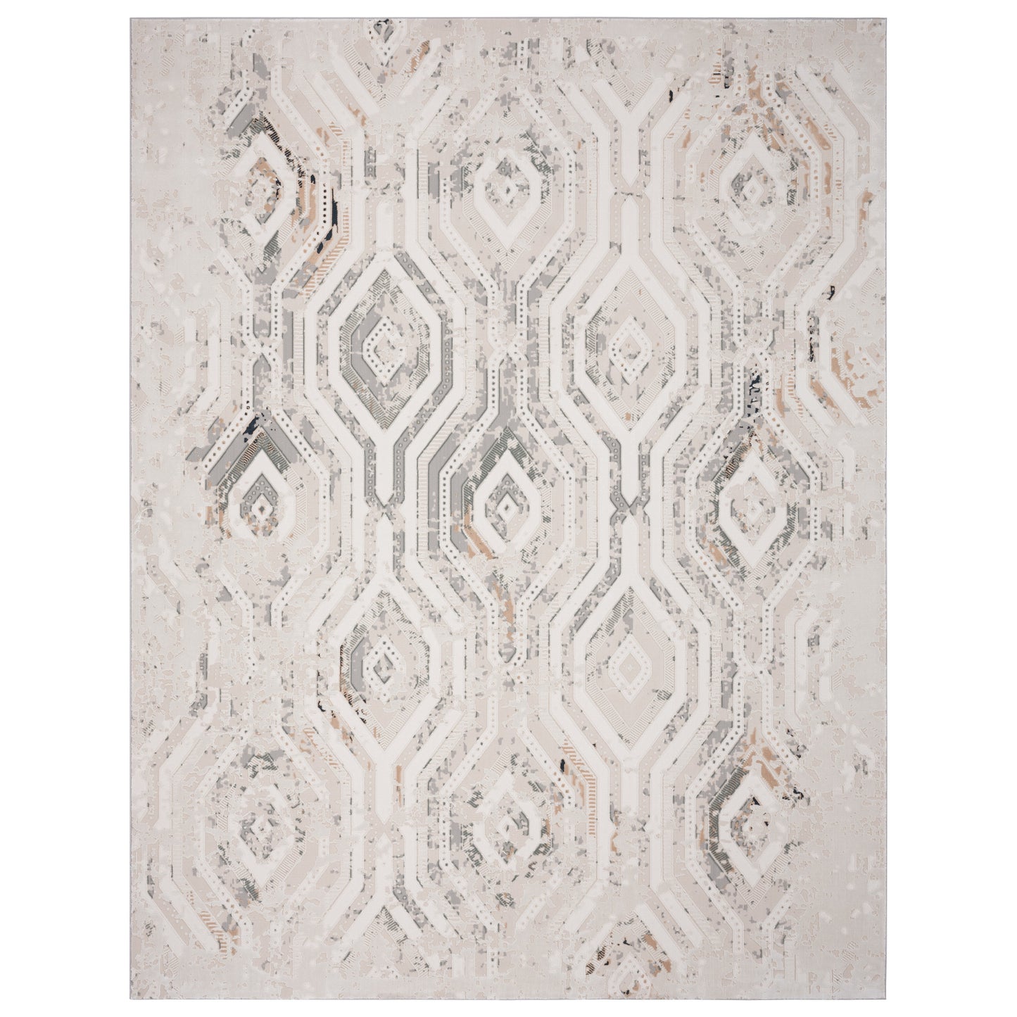 Michelle-81640 Modern Power-Loomed Gray/Cream Cotton Indoor Area Rug - LR Home