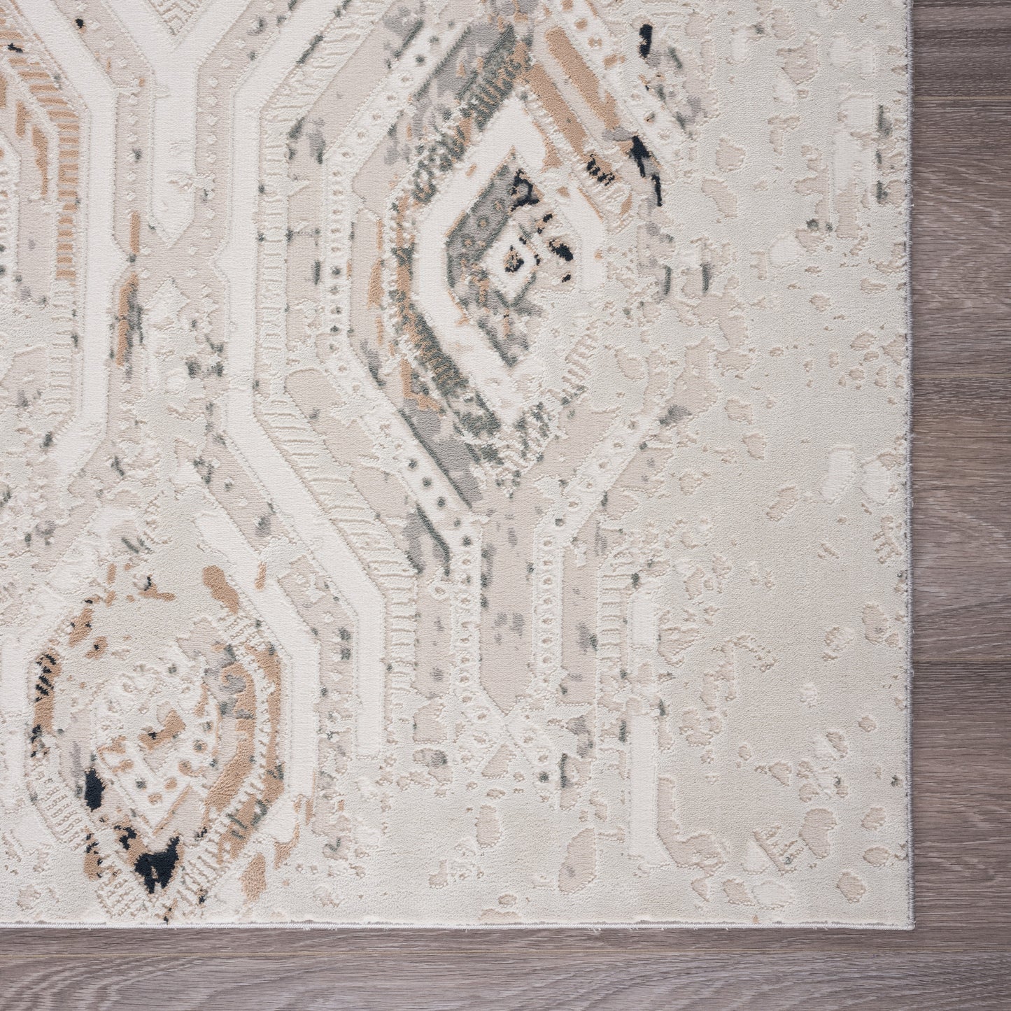 MICHE-81640 Modern/Contemporary Machine Made Gray/Cream/Taupe Polyester Indoor Area Rugs - LR Home