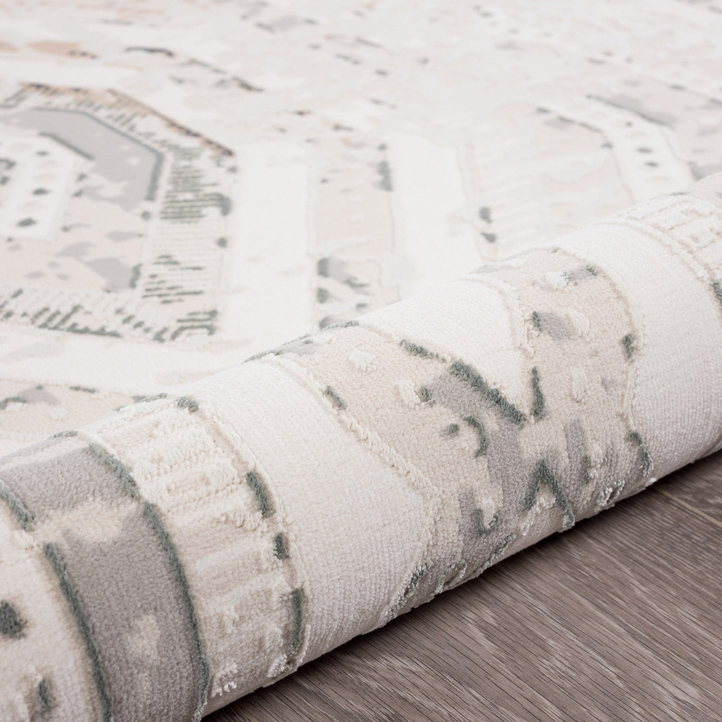 MICHE-81640 Modern/Contemporary Machine Made Gray/Cream/Taupe Polyester Indoor Area Rugs - LR Home