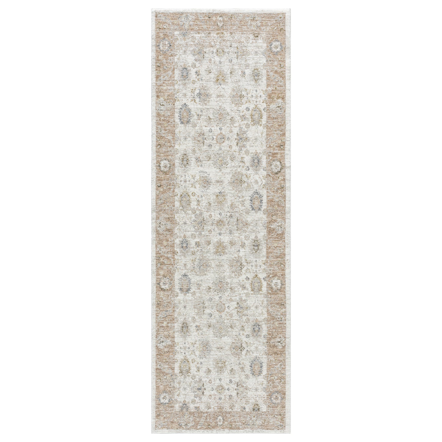 Miranda-82914 Farmhouse Power-Loomed Cream/Rust Cotton Indoor Area Rug - LR Home