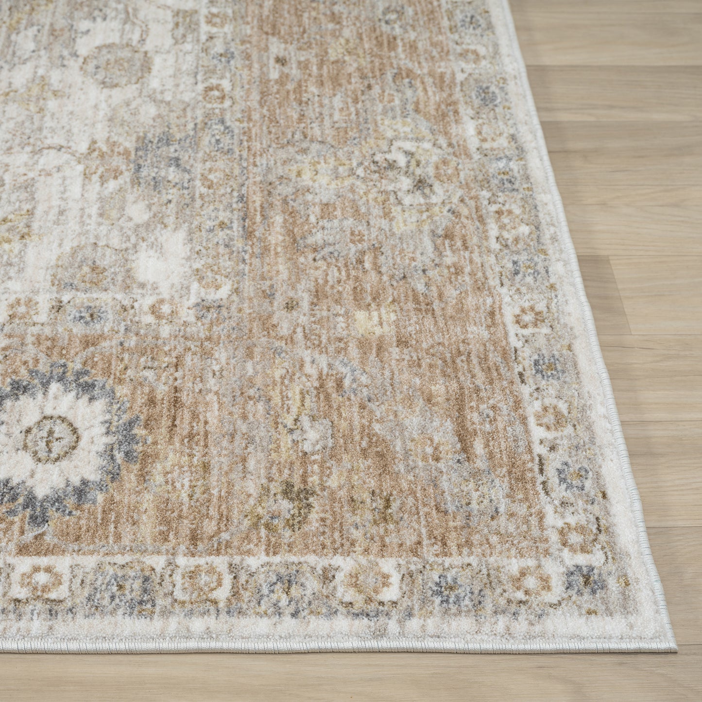 Miranda-82914 Farmhouse Power-Loomed Cream/Rust Cotton Indoor Area Rug - LR Home