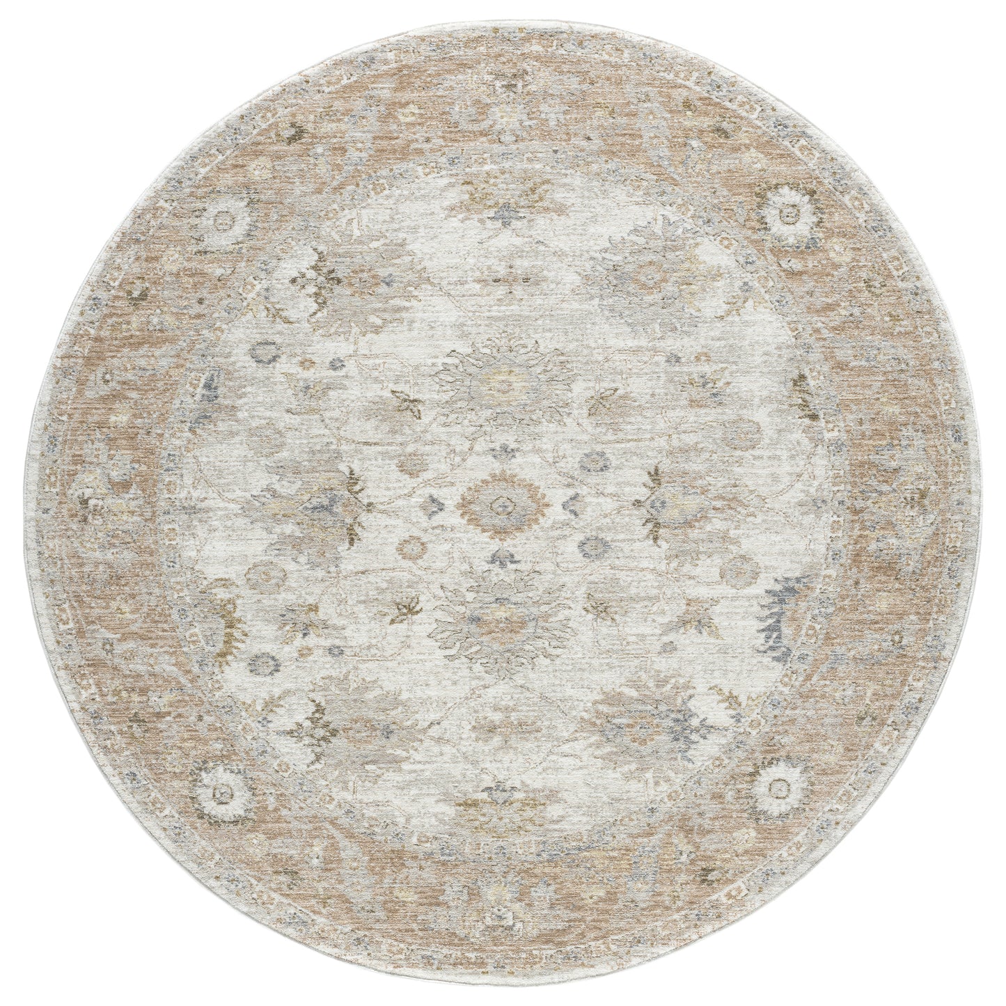 Miranda-82914 Farmhouse Power-Loomed Cream/Rust Cotton Indoor Area Rug - LR Home