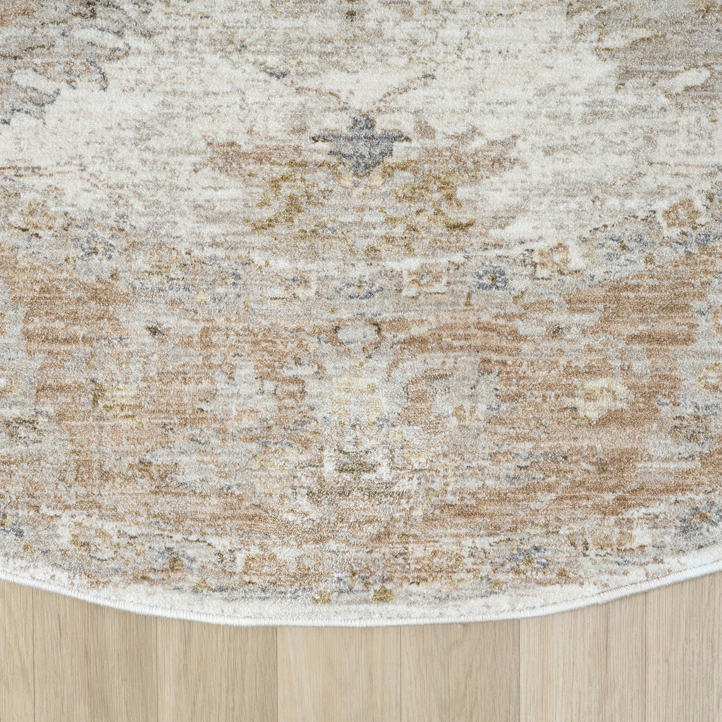 Miranda-82914 Farmhouse Power-Loomed Cream/Rust Cotton Indoor Area Rug - LR Home