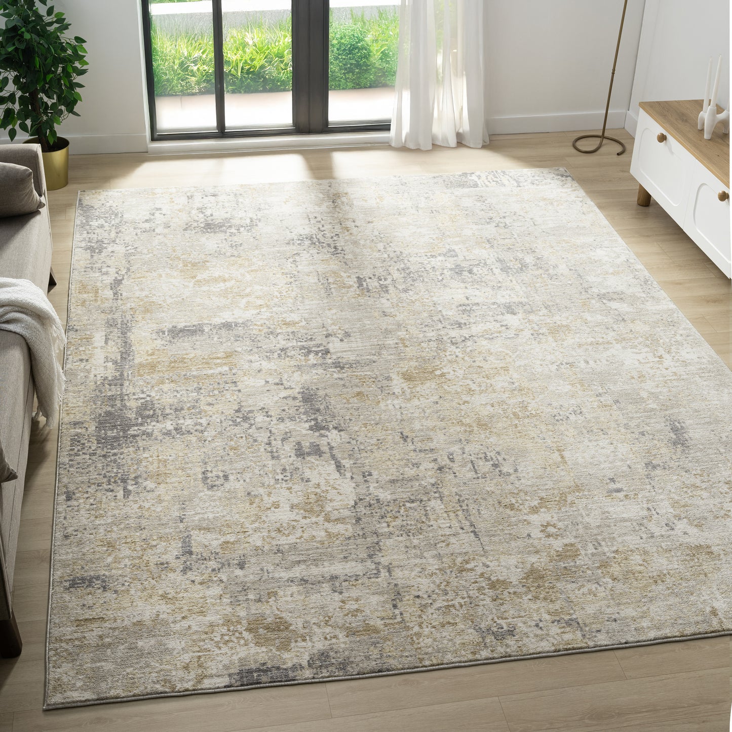Miranda-82915 Modern Power-Loomed Cream/Multi Cotton Indoor Area Rug - LR Home