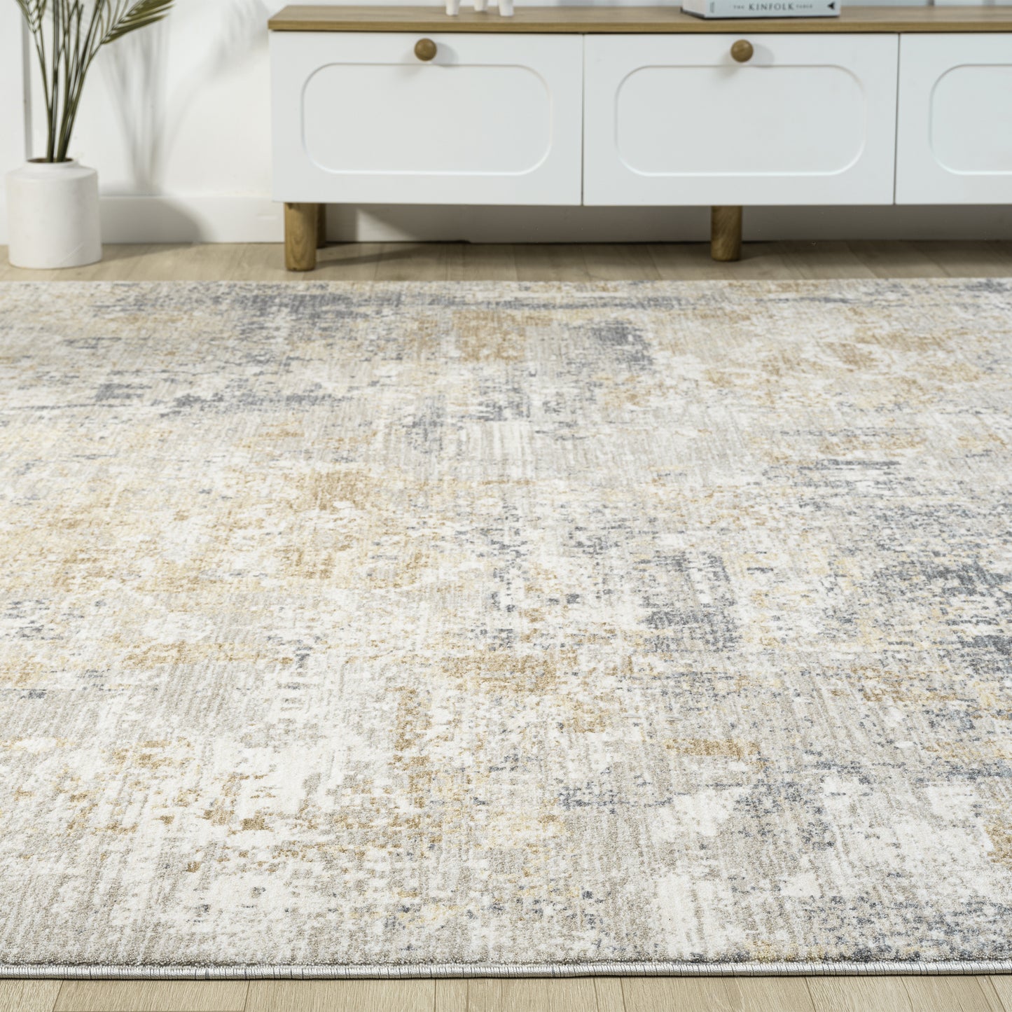 Miranda-82915 Modern Power-Loomed Cream/Multi Cotton Indoor Area Rug - LR Home
