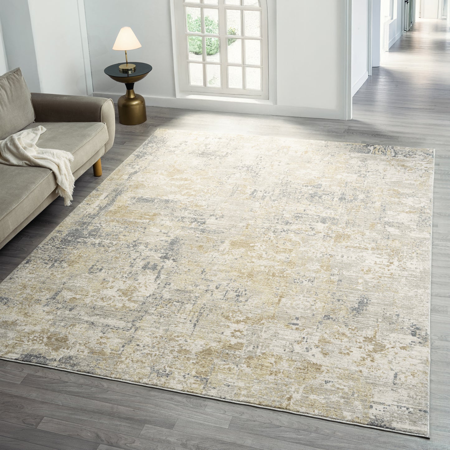 Miranda-82915 Modern Power-Loomed Cream/Multi Cotton Indoor Area Rug - LR Home