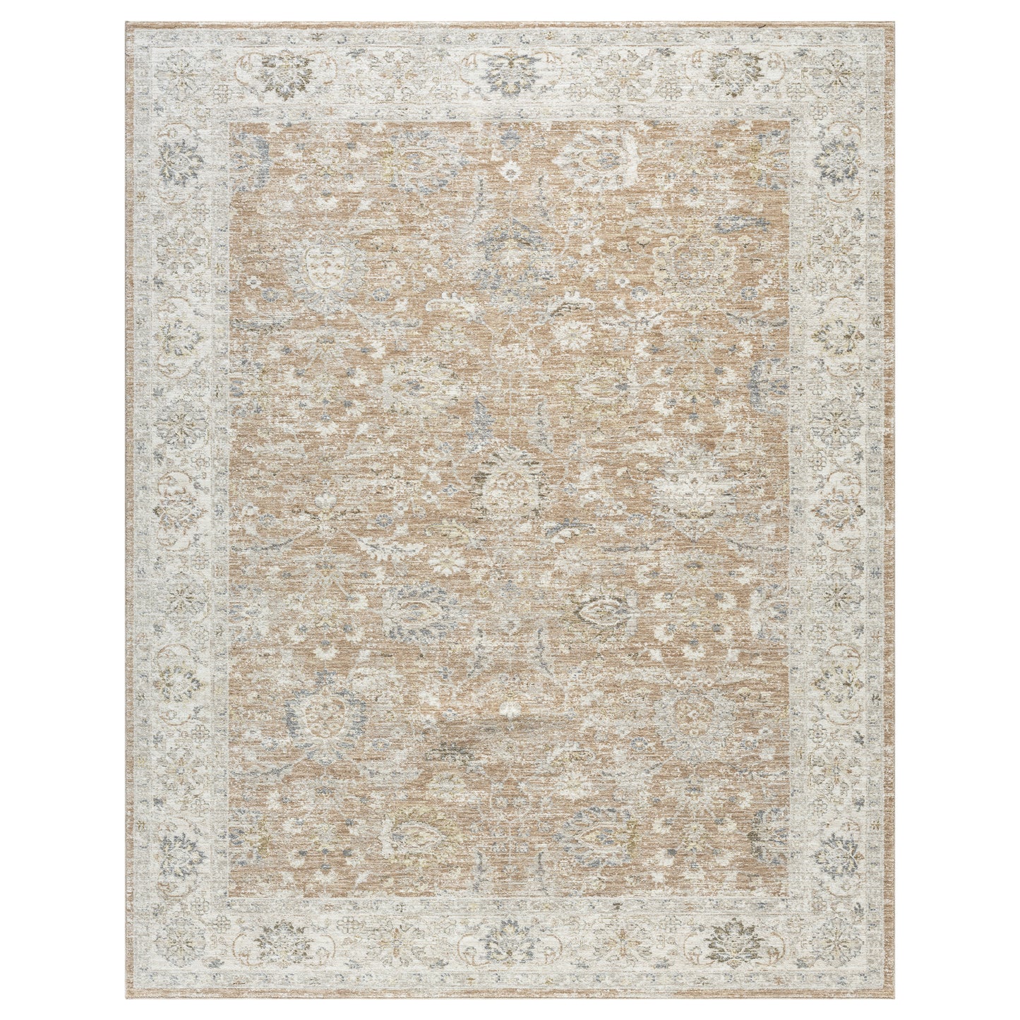 Miranda-82916 Farmhouse Power-Loomed Rust/Ivory Cotton Indoor Area Rug - LR Home