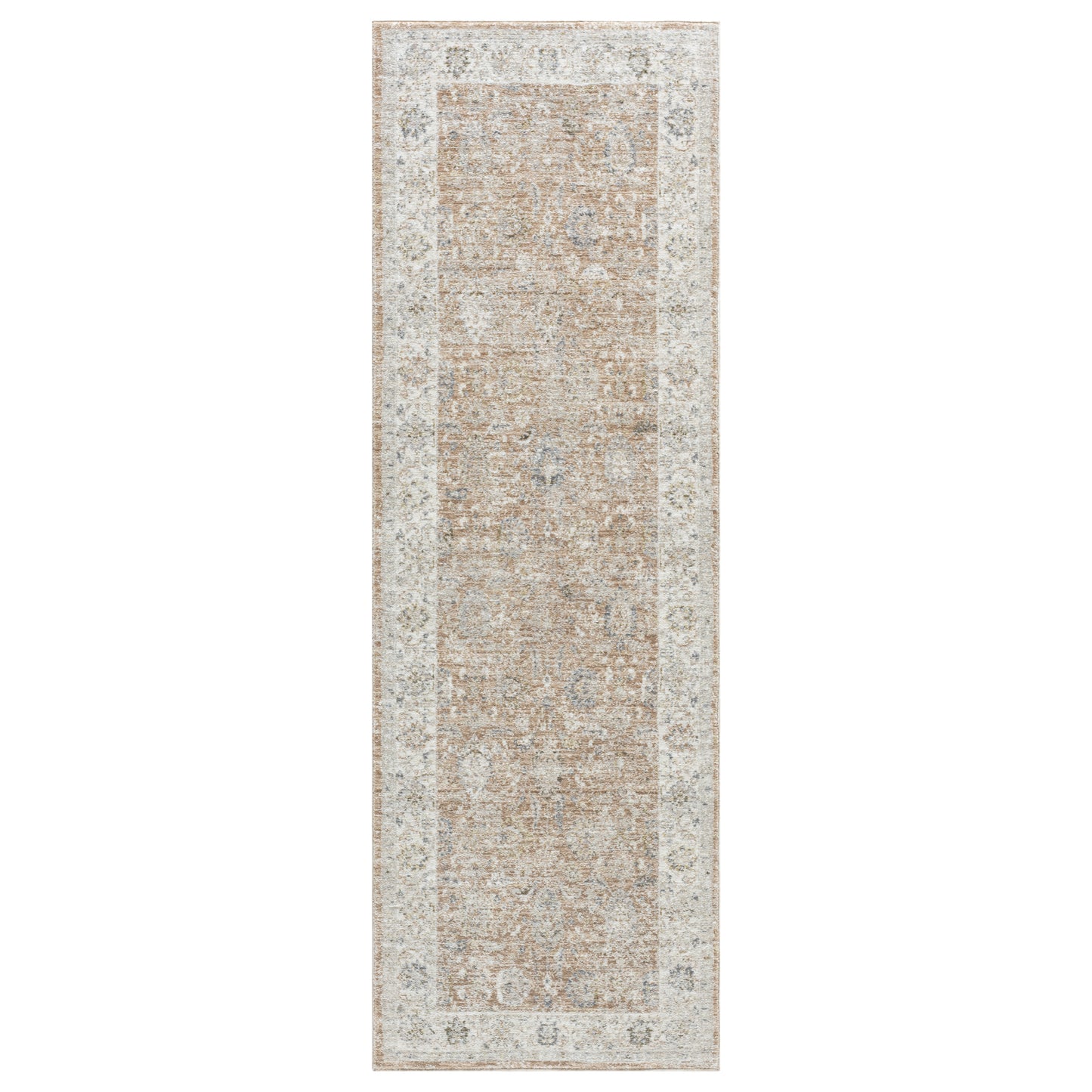 Miranda-82916 Farmhouse Power-Loomed Rust/Ivory Cotton Indoor Area Rug - LR Home
