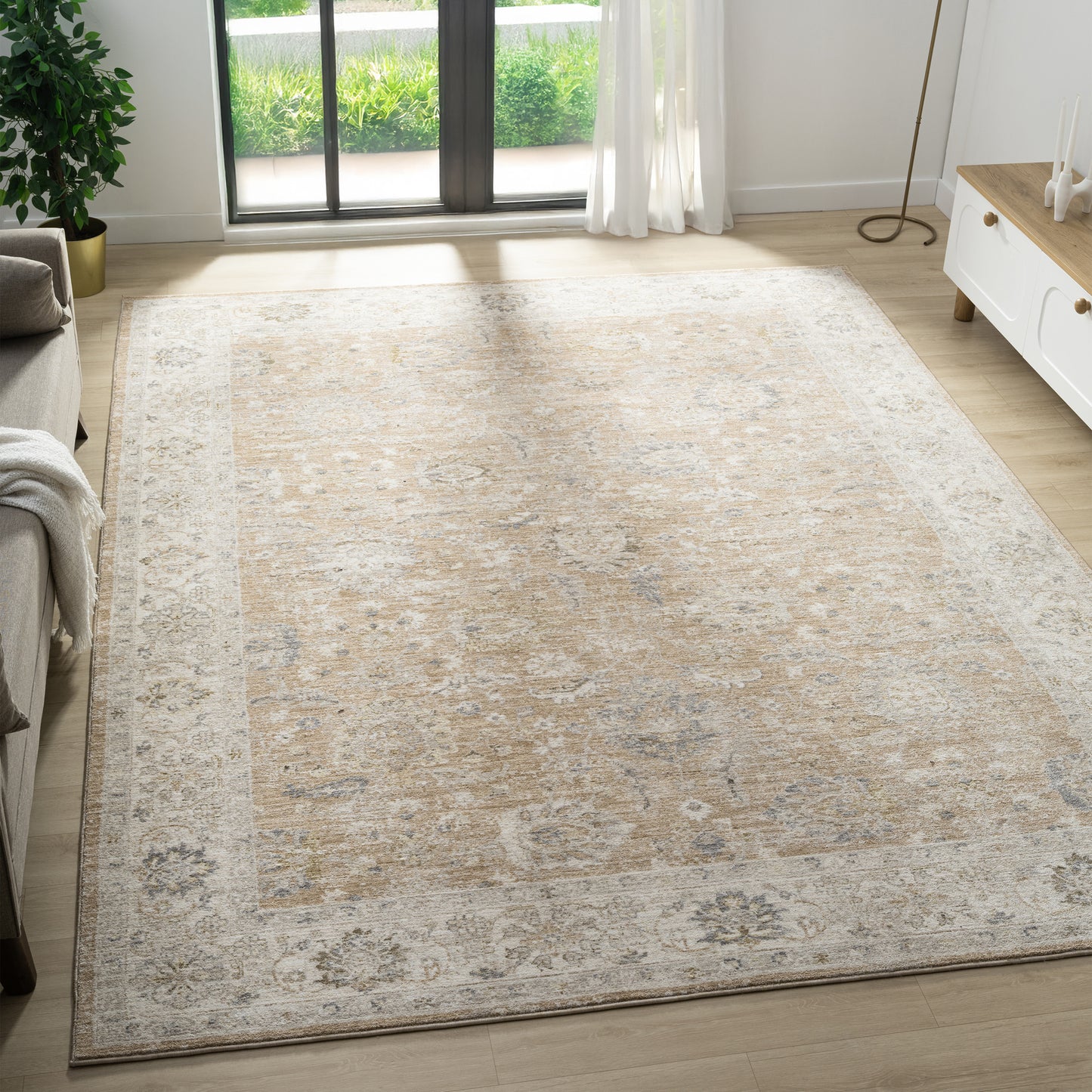 Miranda-82916 Farmhouse Power-Loomed Rust/Ivory Cotton Indoor Area Rug - LR Home