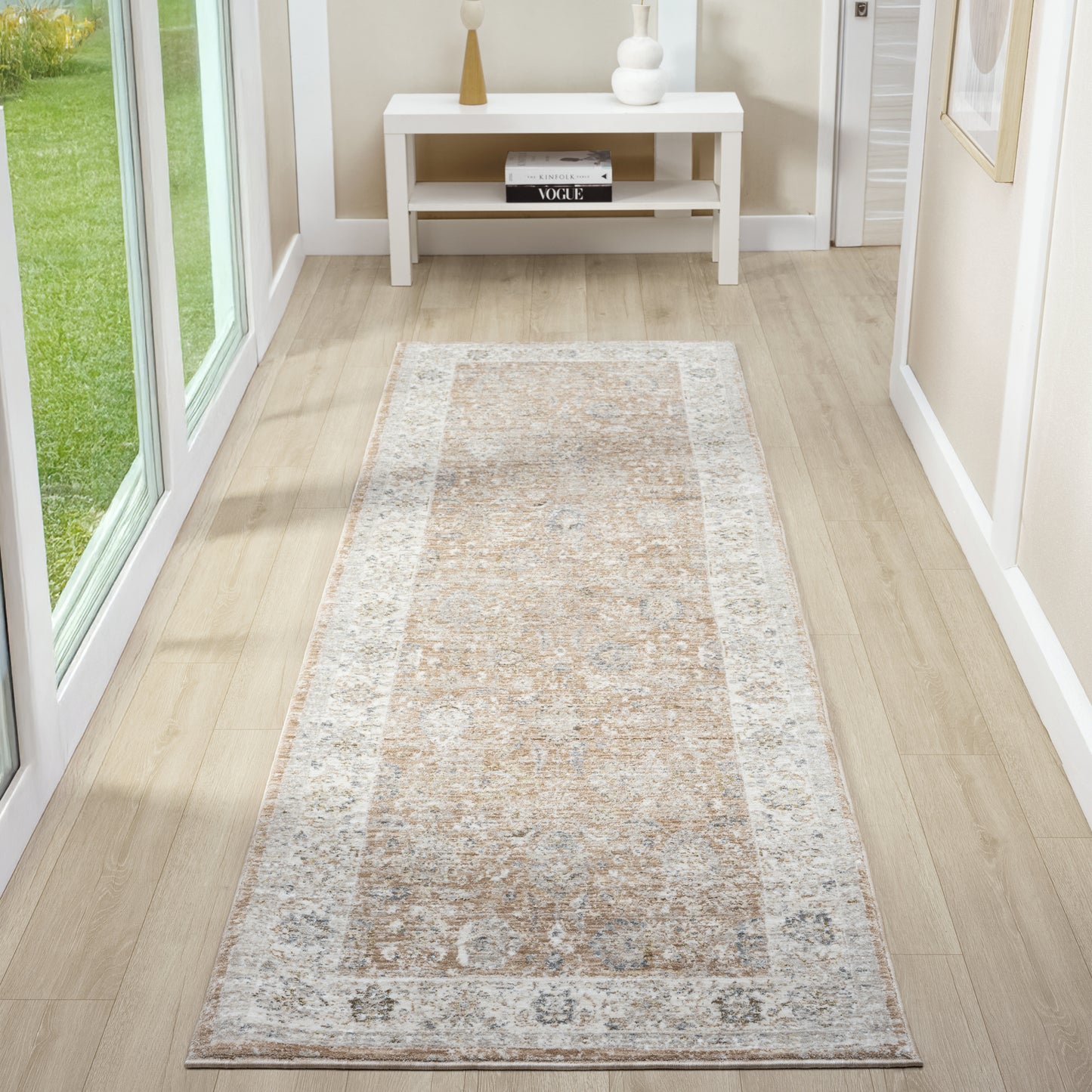 Miranda-82916 Farmhouse Power-Loomed Rust/Ivory Cotton Indoor Area Rug - LR Home