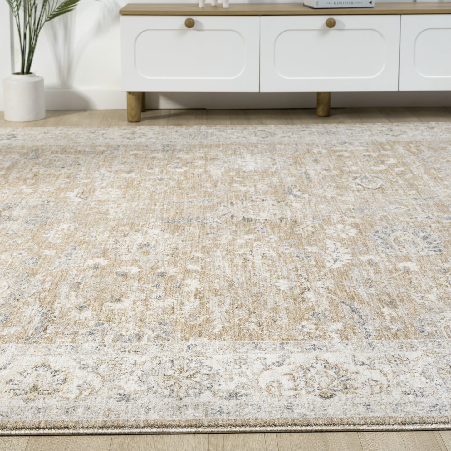 Miranda-82916 Farmhouse Power-Loomed Rust/Ivory Cotton Indoor Area Rug - LR Home