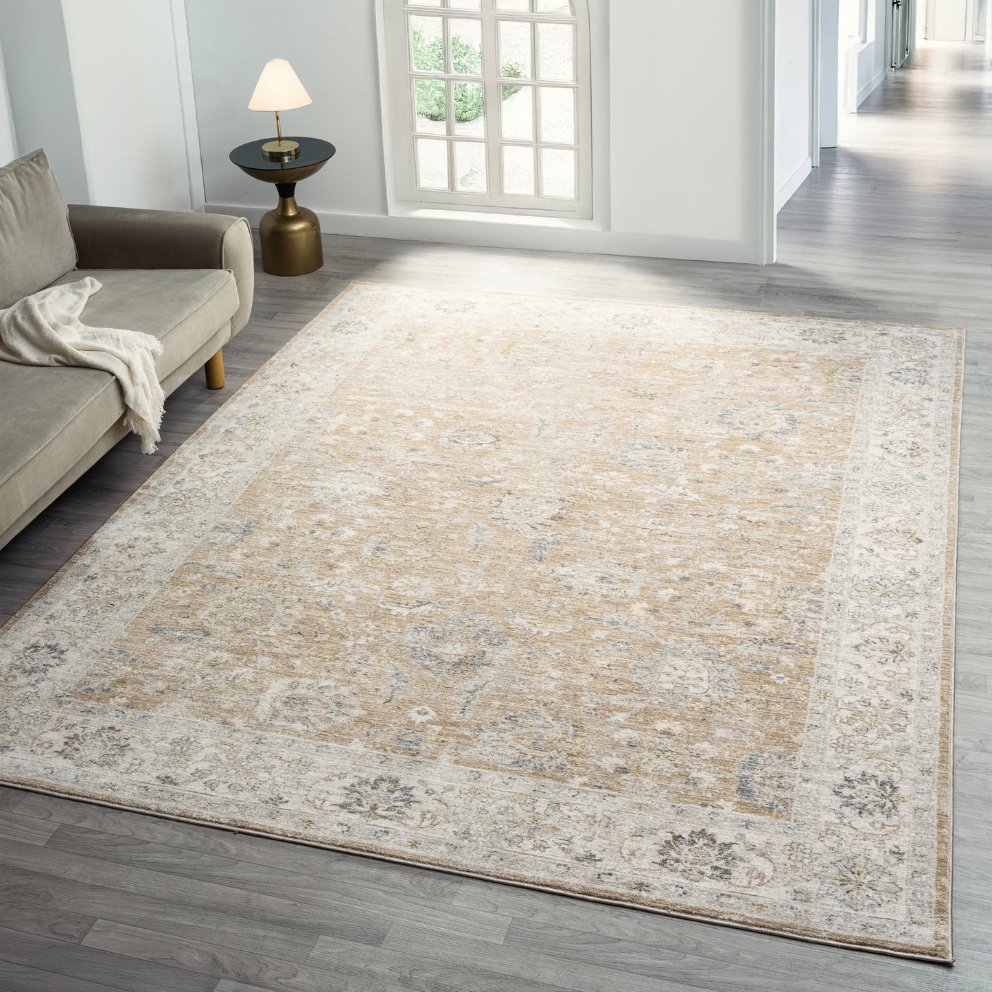 Miranda-82916 Farmhouse Power-Loomed Rust/Ivory Cotton Indoor Area Rug - LR Home