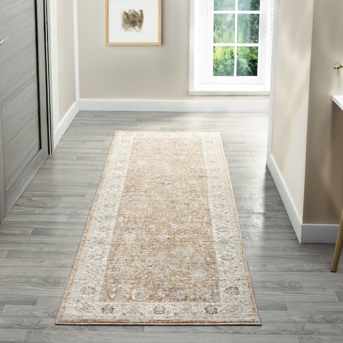 Miranda-82916 Farmhouse Power-Loomed Rust/Ivory Cotton Indoor Area Rug - LR Home