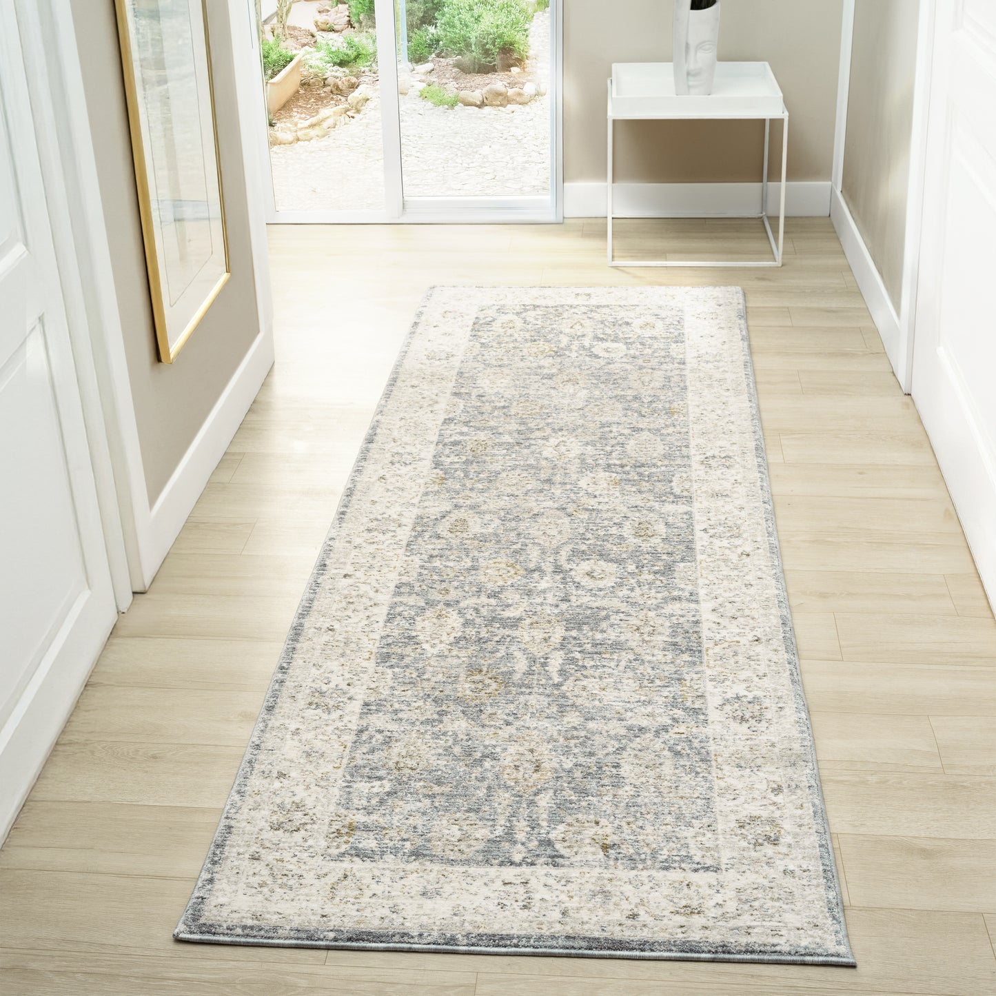 Miranda-82917 Farmhouse Power-Loomed Blue/Ivory Cotton Indoor Area Rug - LR Home
