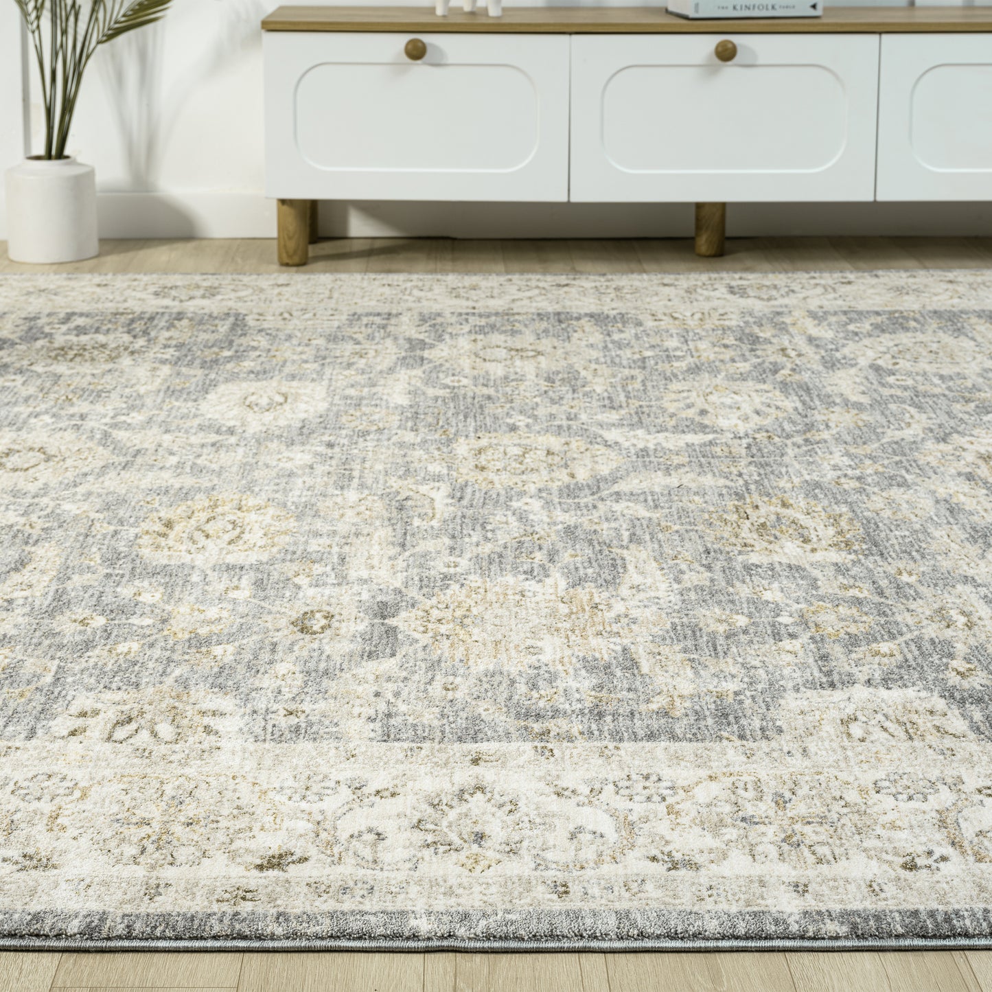 Miranda-82917 Farmhouse Power-Loomed Blue/Ivory Cotton Indoor Area Rug - LR Home