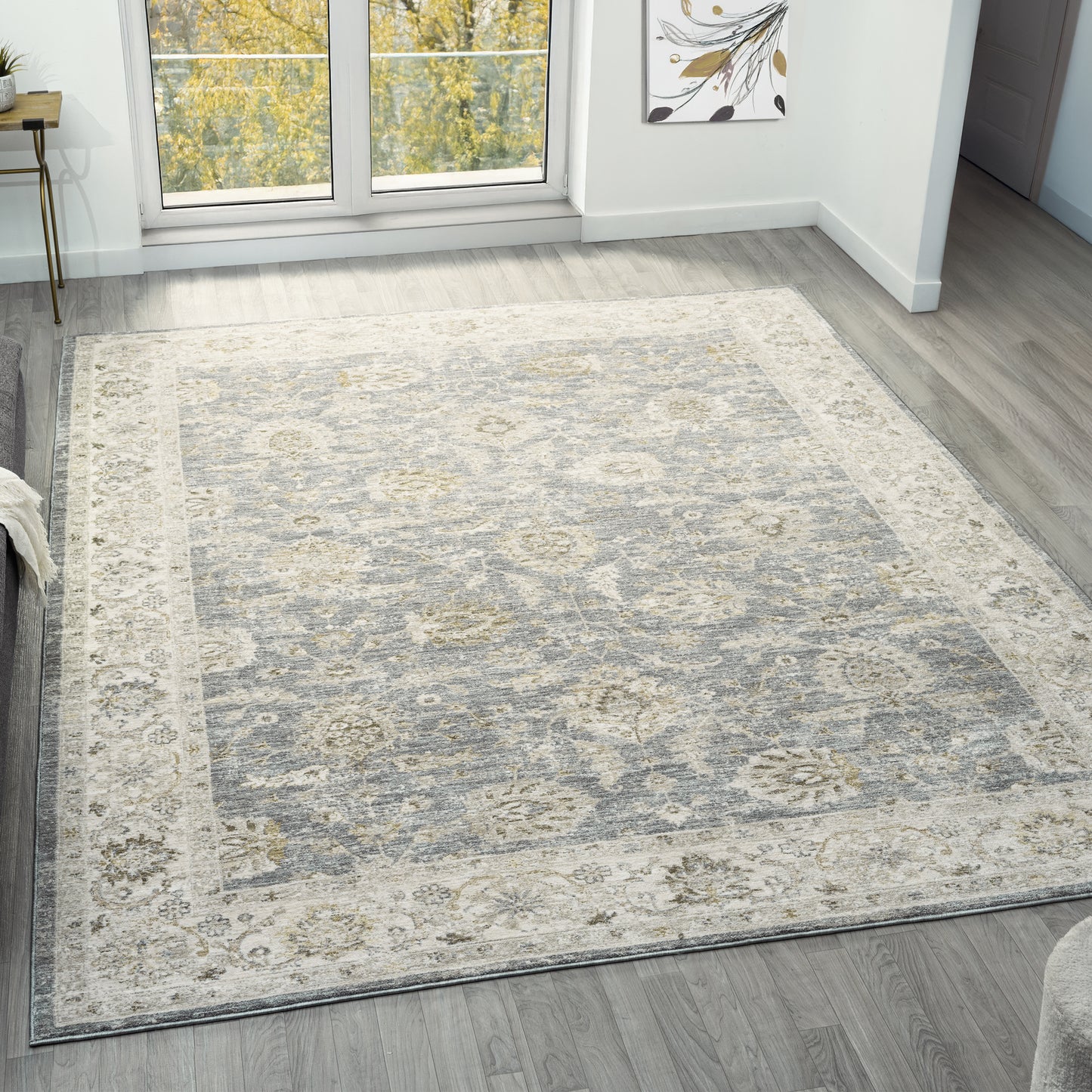 Miranda-82917 Farmhouse Power-Loomed Blue/Ivory Cotton Indoor Area Rug - LR Home