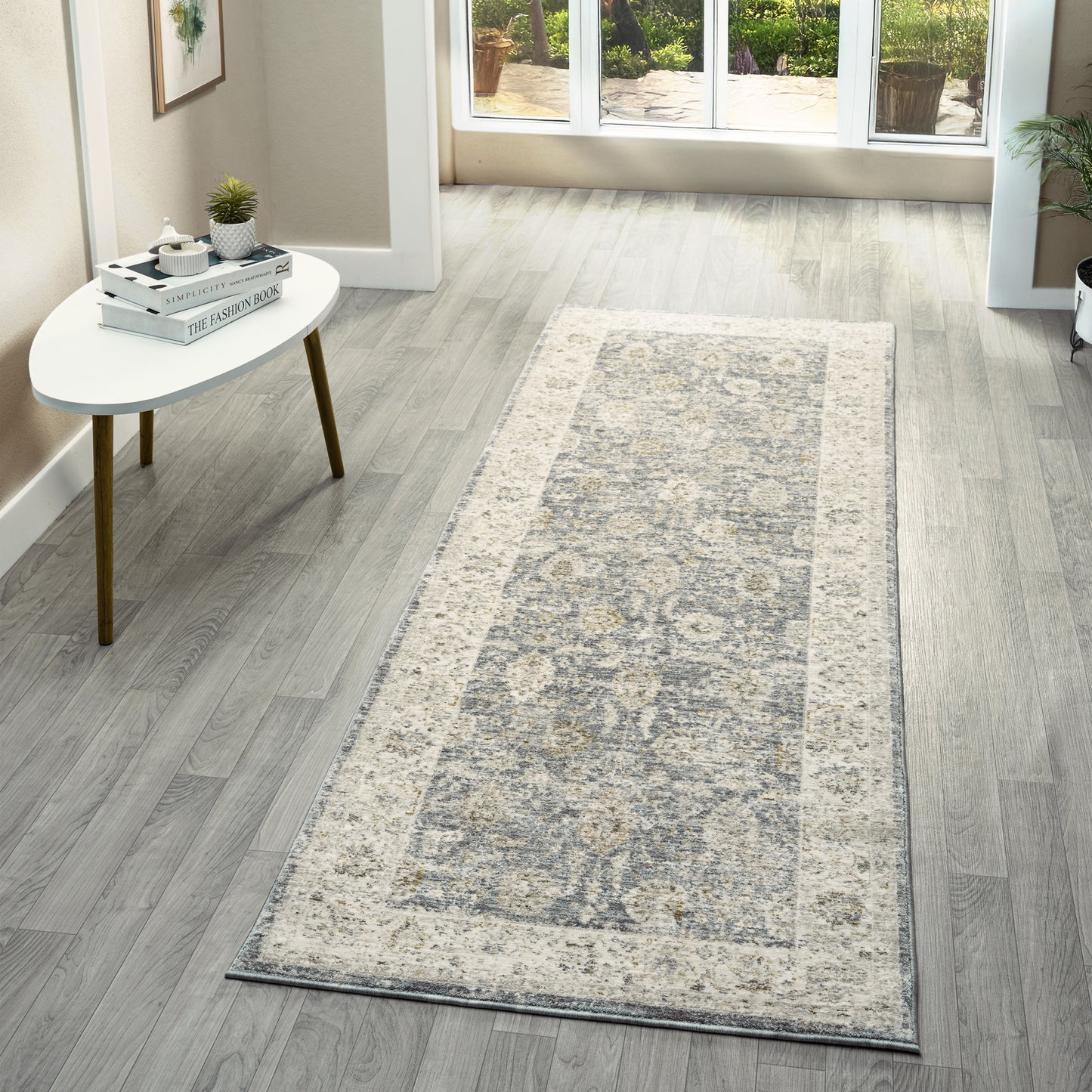 Miranda-82917 Farmhouse Power-Loomed Blue/Ivory Cotton Indoor Area Rug - LR Home