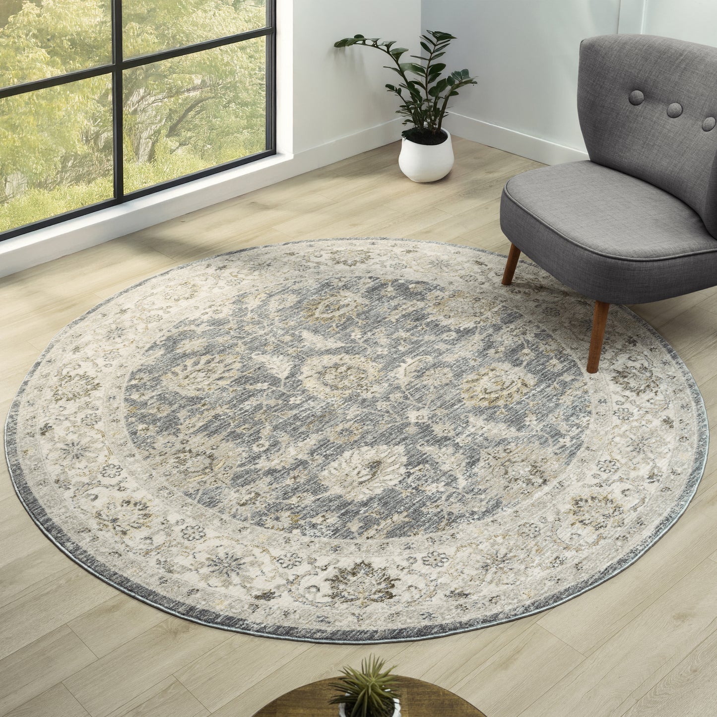 Miranda-82917 Farmhouse Power-Loomed Blue/Ivory Cotton Indoor Area Rug - LR Home