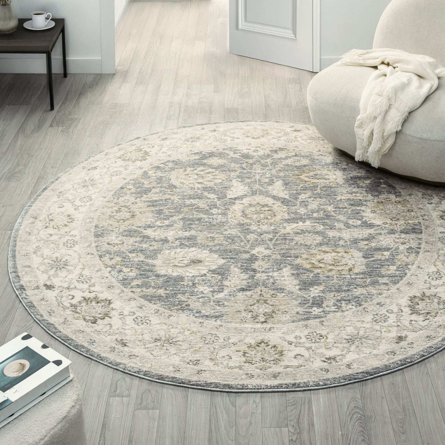 Miranda-82917 Farmhouse Power-Loomed Blue/Ivory Cotton Indoor Area Rug - LR Home