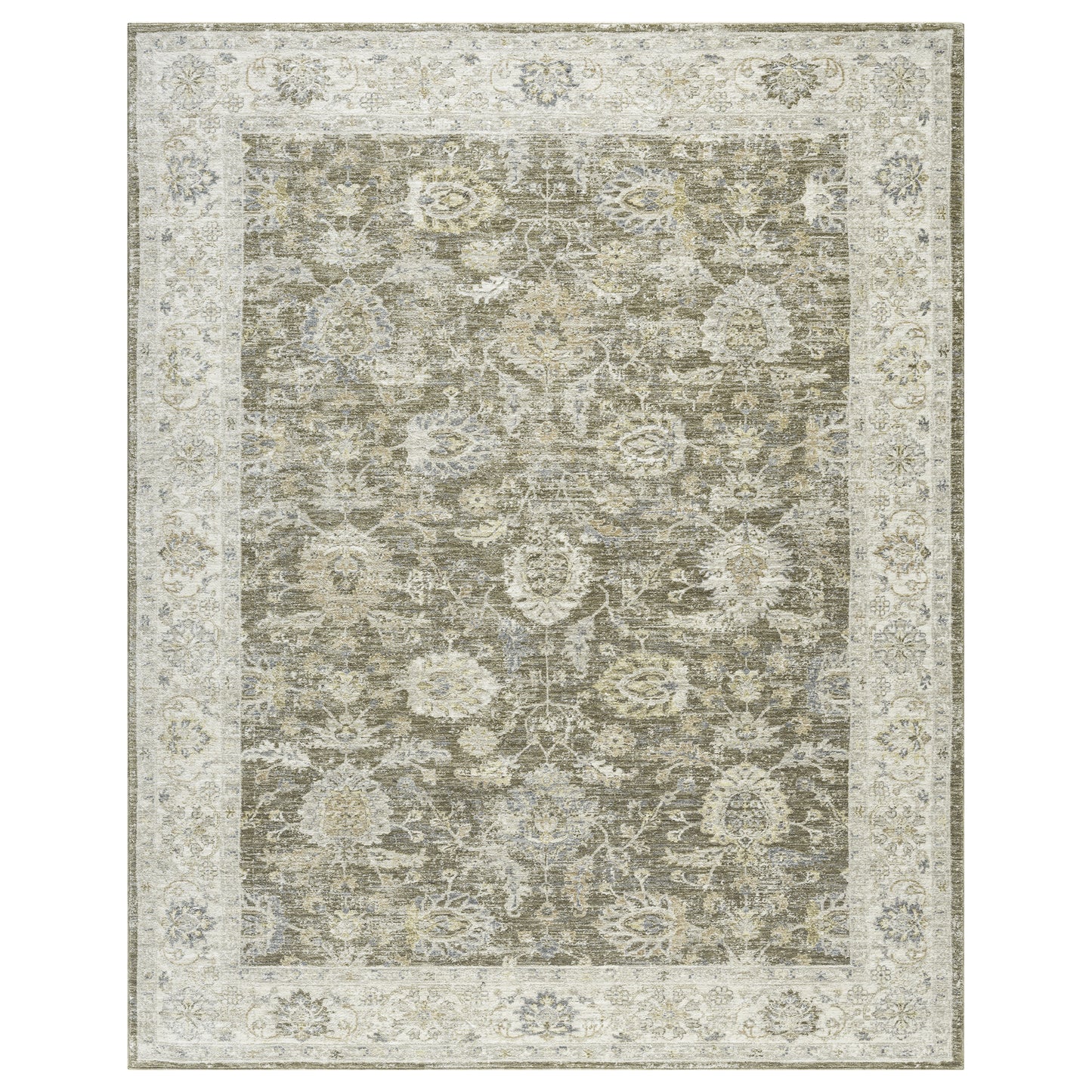 Miranda-82918 Farmhouse Power-Loomed Green/Ivory Cotton Indoor Area Rug - LR Home
