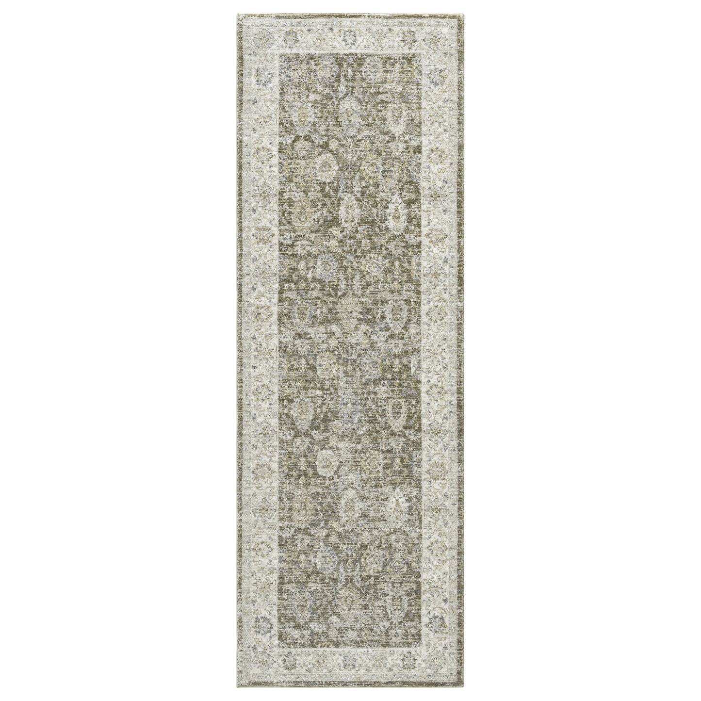 Miranda-82918 Farmhouse Power-Loomed Green/Ivory Cotton Indoor Area Rug - LR Home