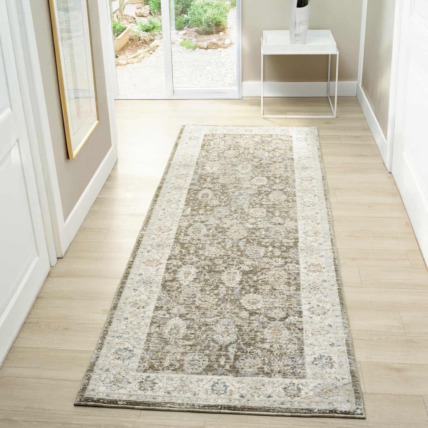 Miranda-82918 Farmhouse Power-Loomed Green/Ivory Cotton Indoor Area Rug - LR Home