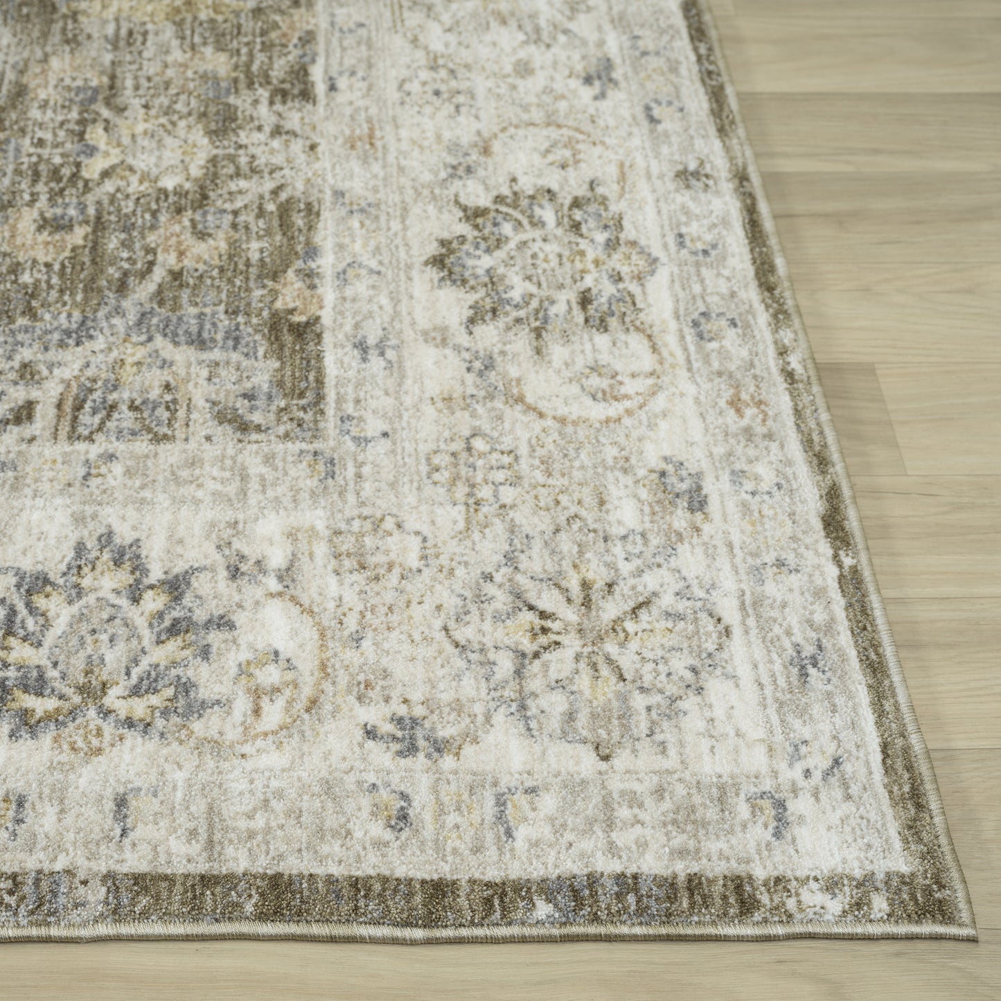 Miranda-82918 Farmhouse Power-Loomed Green/Ivory Cotton Indoor Area Rug - LR Home