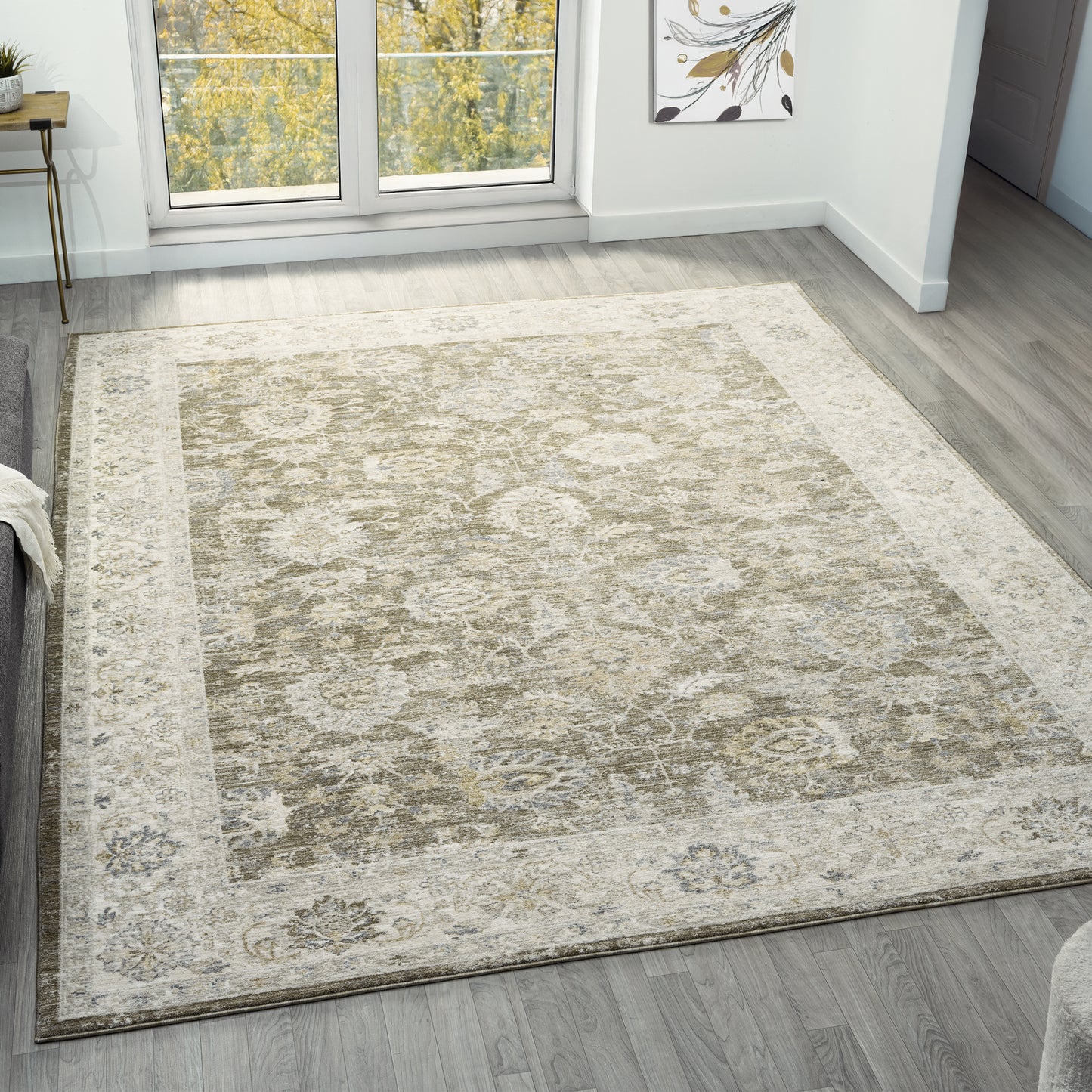 Miranda-82918 Farmhouse Power-Loomed Green/Ivory Cotton Indoor Area Rug - LR Home