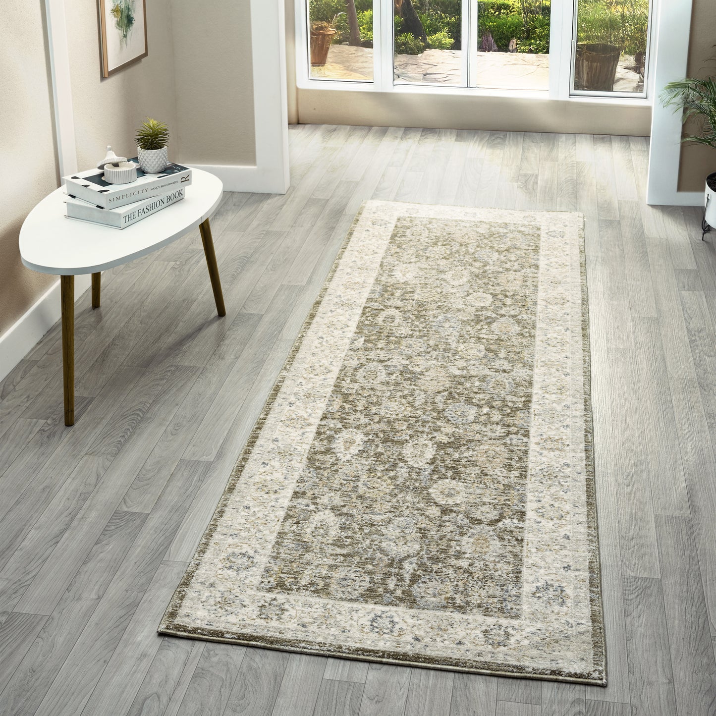 Miranda-82918 Farmhouse Power-Loomed Green/Ivory Cotton Indoor Area Rug - LR Home
