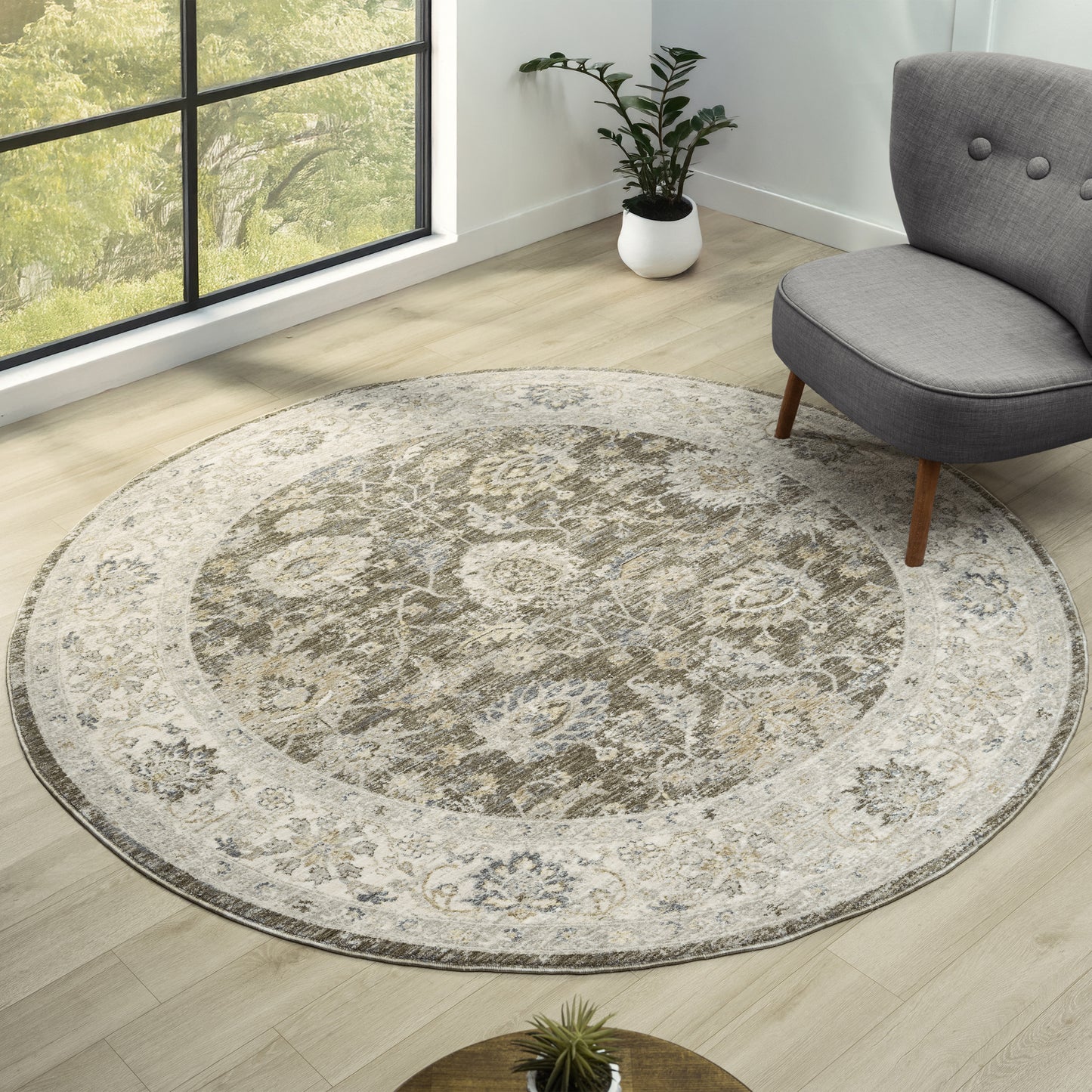 Miranda-82918 Farmhouse Power-Loomed Green/Ivory Cotton Indoor Area Rug - LR Home