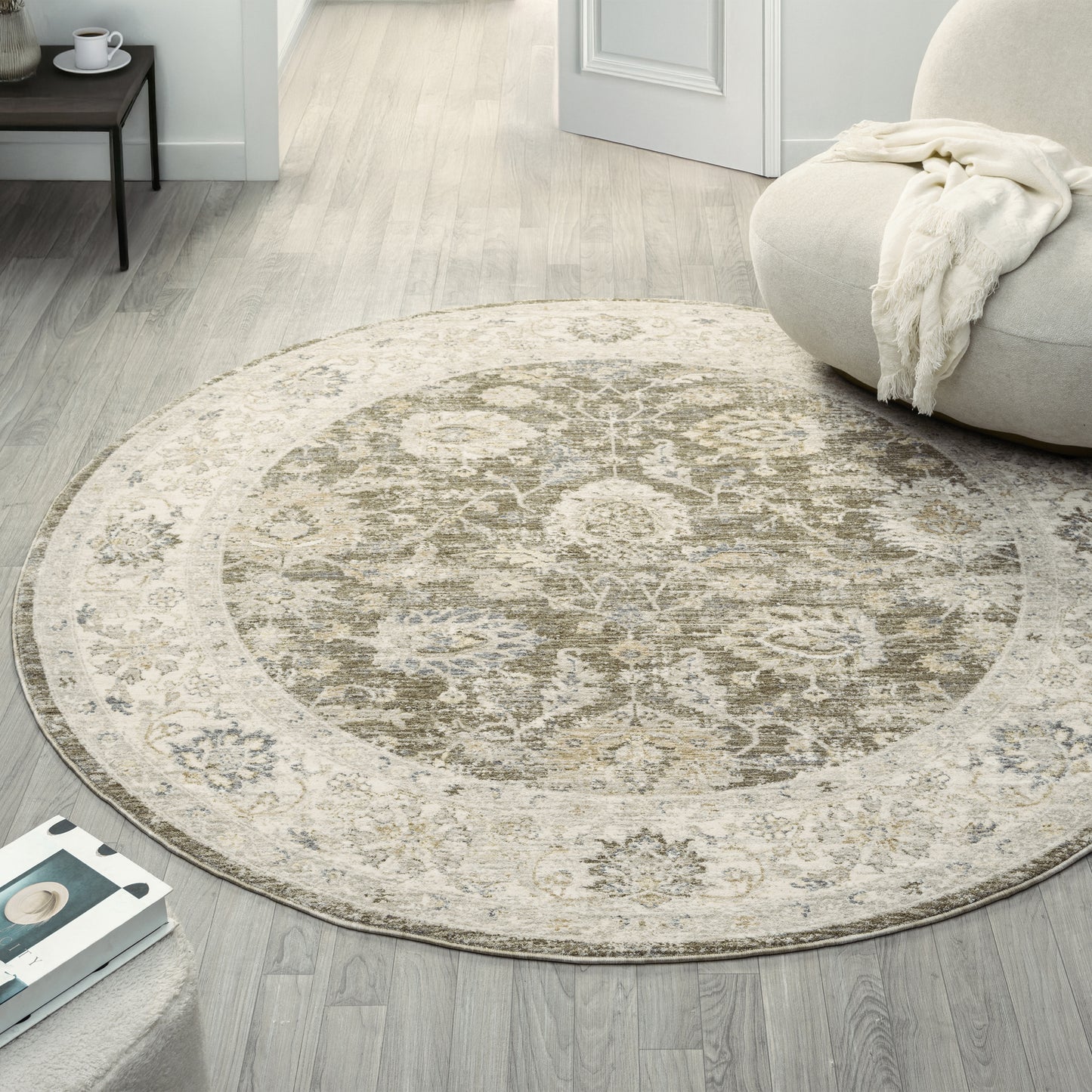 Miranda-82918 Farmhouse Power-Loomed Green/Ivory Cotton Indoor Area Rug - LR Home
