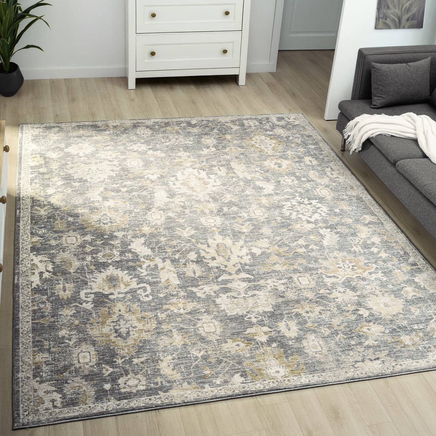 Miranda-82919 Farmhouse Power-Loomed Blue Cotton Indoor Area Rug - LR Home