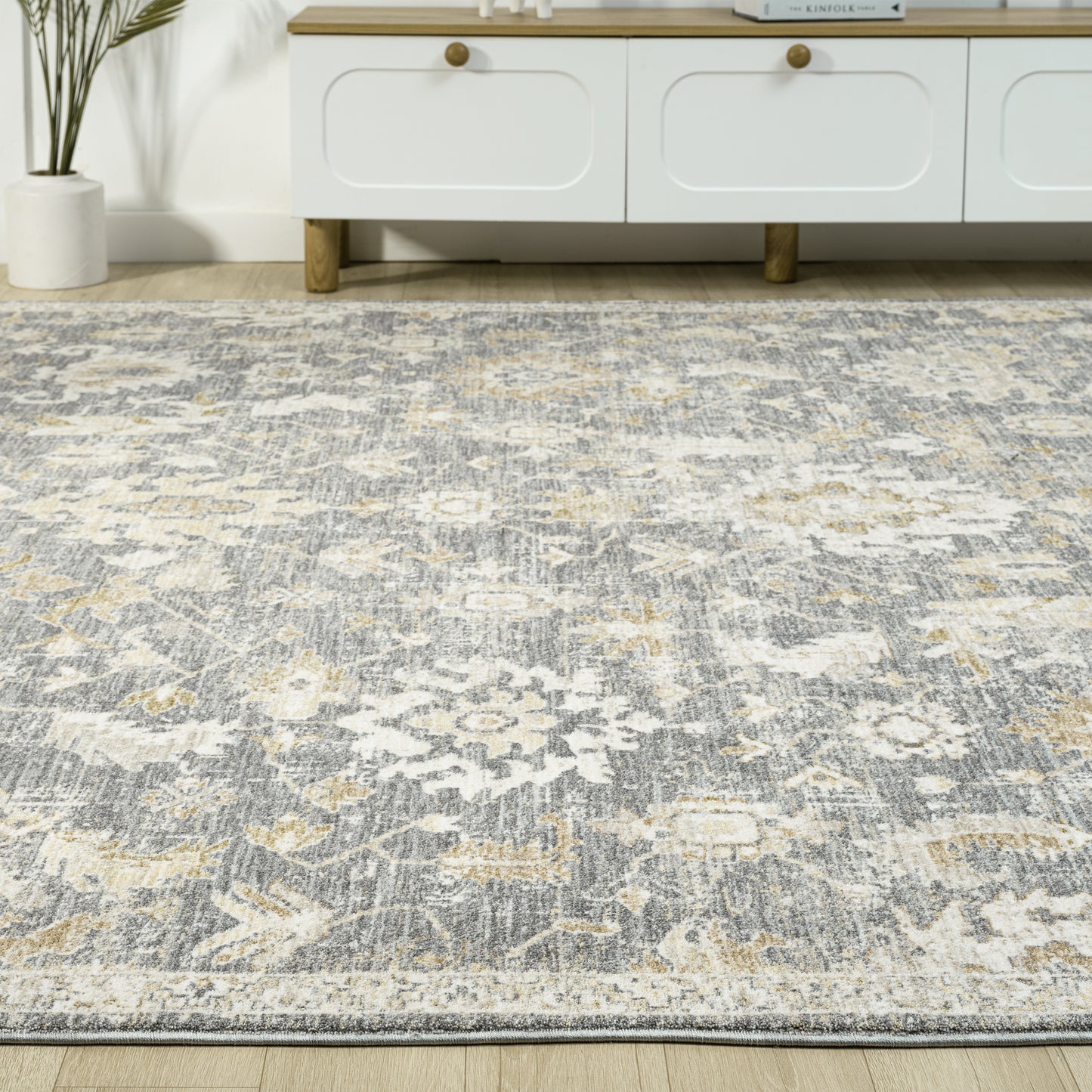 Miranda-82919 Farmhouse Power-Loomed Blue Cotton Indoor Area Rug - LR Home