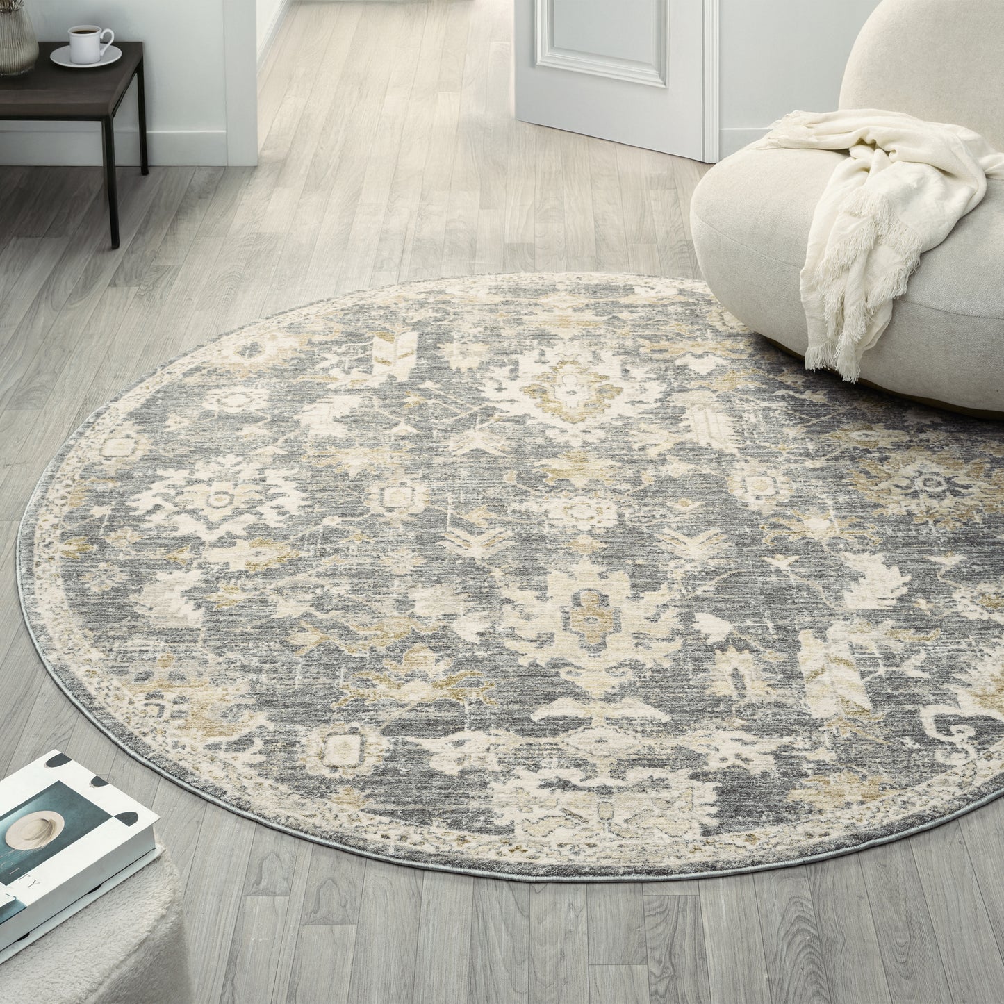Miranda-82919 Farmhouse Power-Loomed Blue Cotton Indoor Area Rug - LR Home