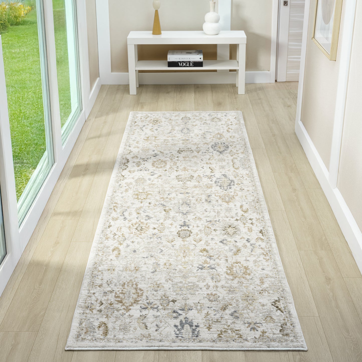 Miranda-82920 Farmhouse Power-Loomed Cream Cotton Indoor Area Rug - LR Home