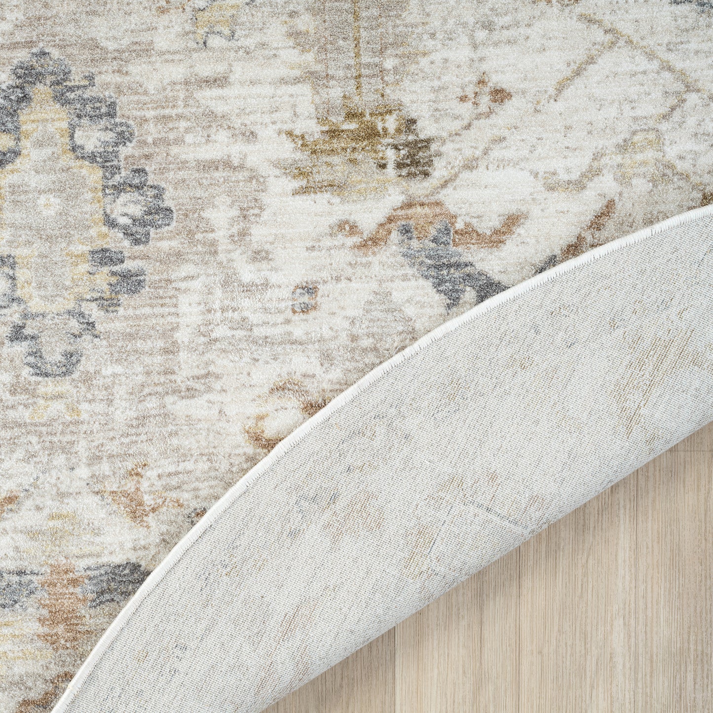 Miranda-82920 Farmhouse Power-Loomed Cream Cotton Indoor Area Rug - LR Home