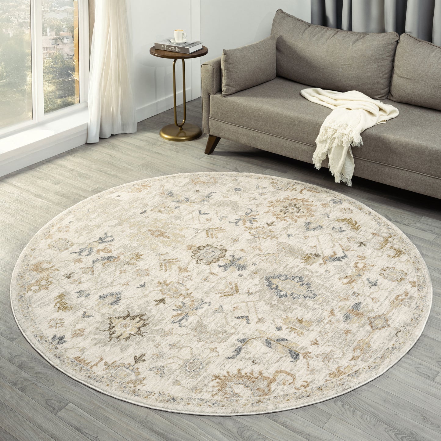Miranda-82920 Farmhouse Power-Loomed Cream Cotton Indoor Area Rug - LR Home