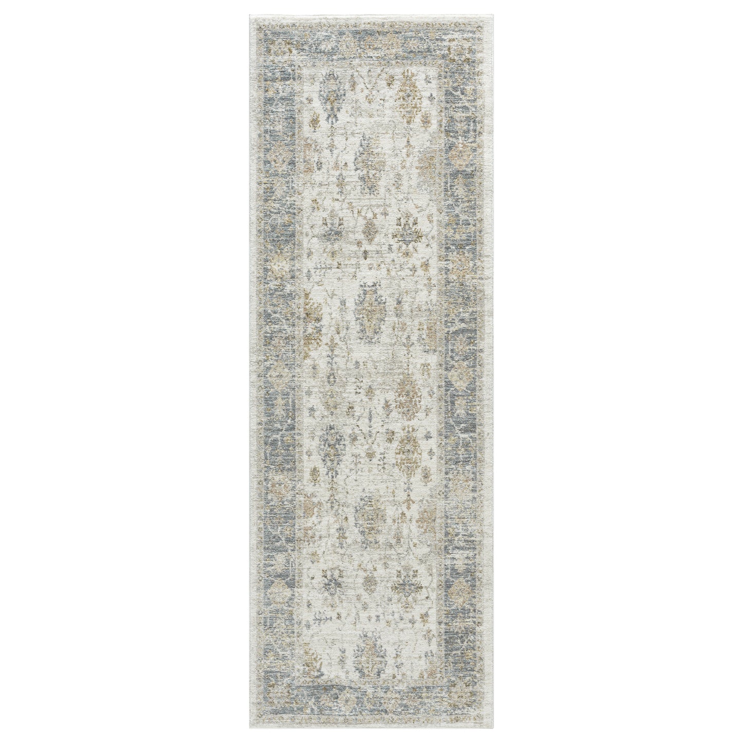 Miranda-82921 Farmhouse Power-Loomed Ivory/Blue Cotton Indoor Area Rug - LR Home