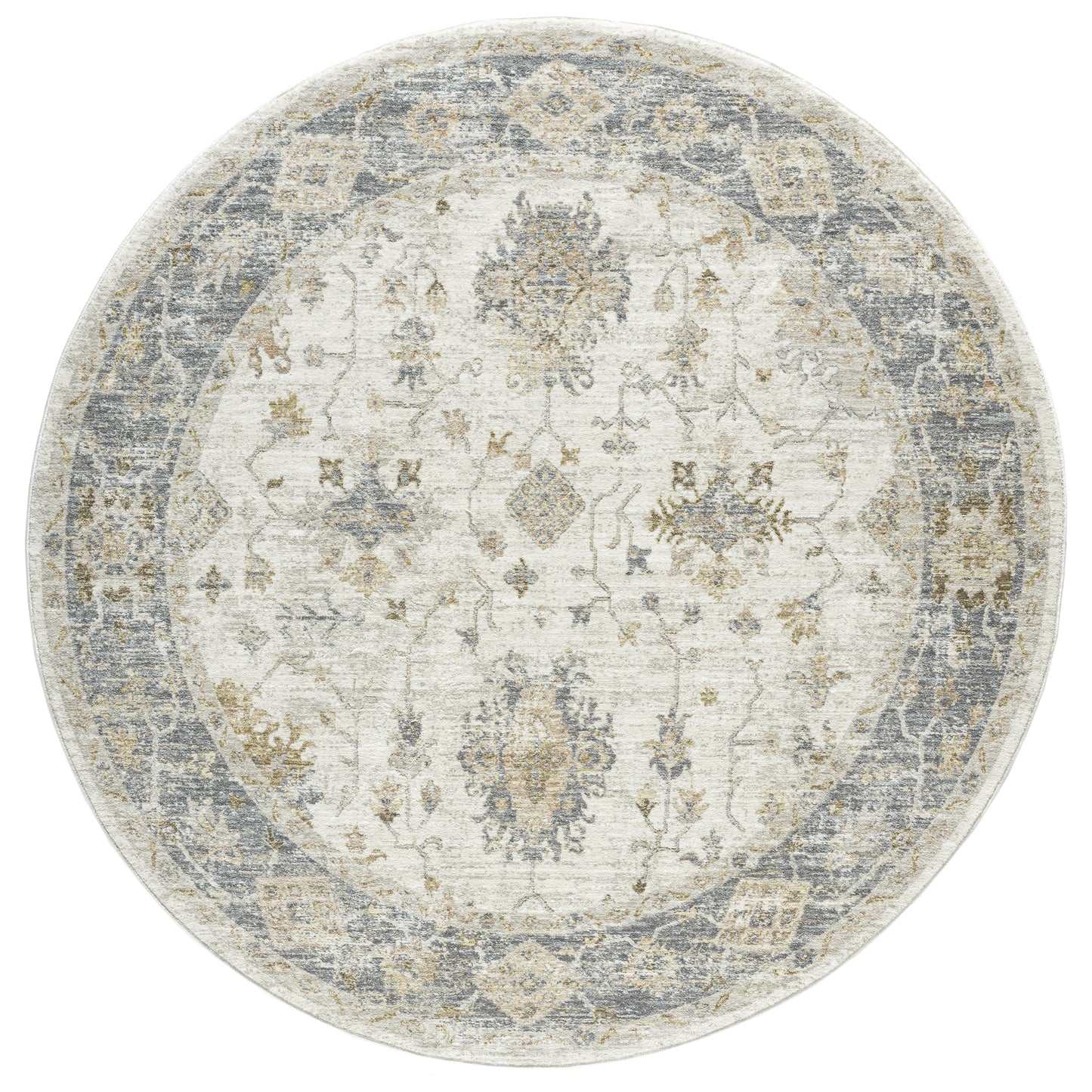 Miranda-82921 Farmhouse Power-Loomed Ivory/Blue Cotton Indoor Area Rug - LR Home
