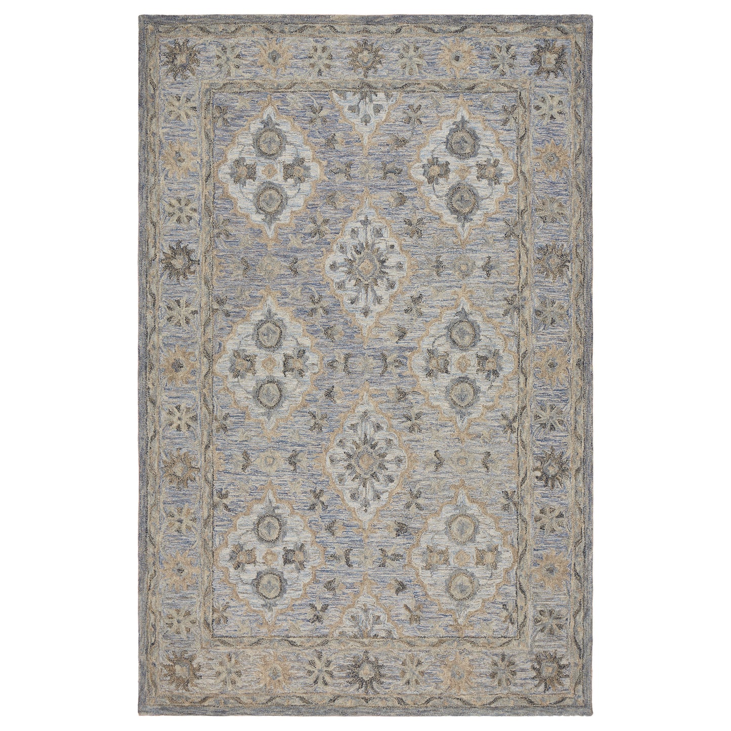 MODTR-81285 Classic/Traditional Hand-Tufted Ice Blue Wool Indoor Area Rugs - LR Home