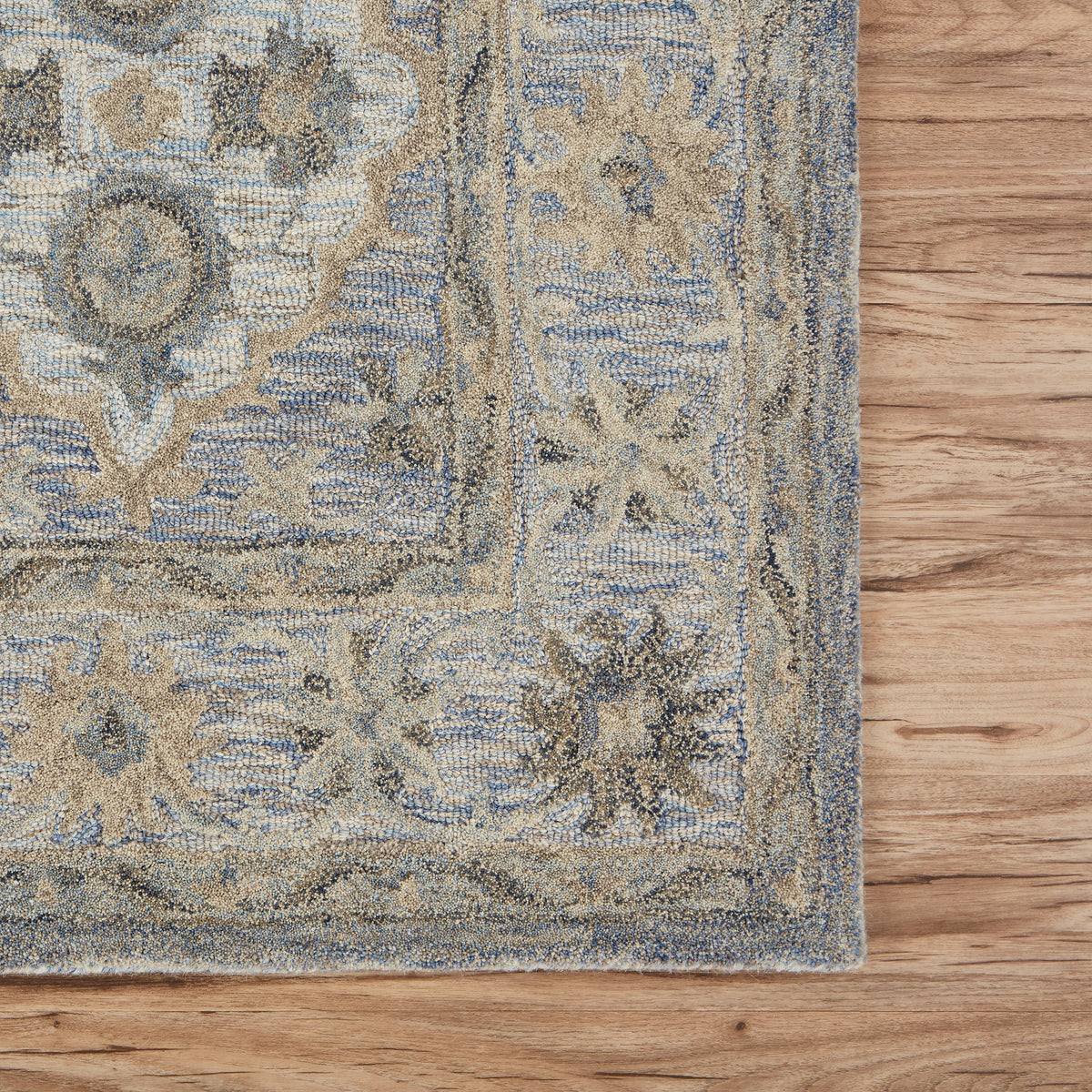 Blue Suzani Oriental Area Rug - back view