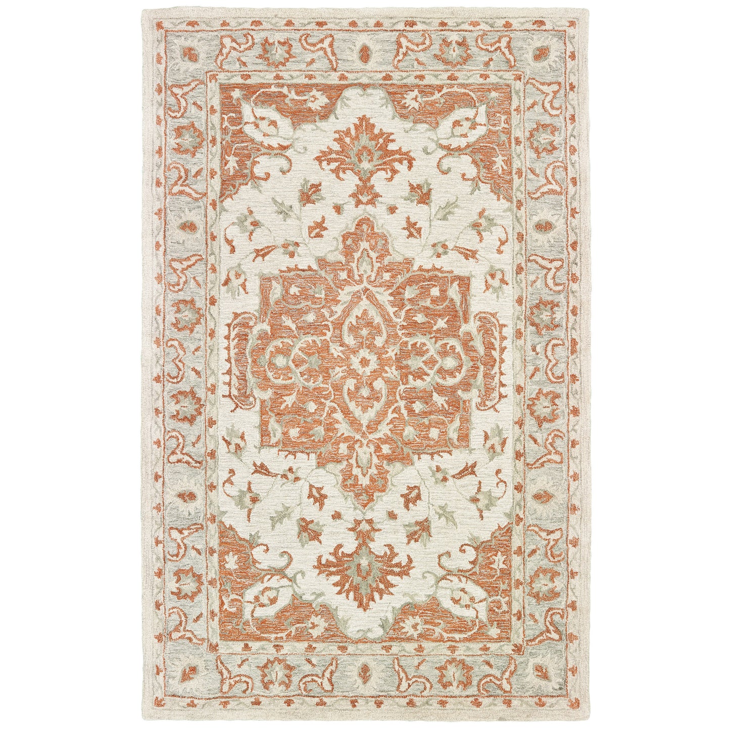 Modern Traditions-81287 Traditional Hand-Tufted Orange/Gray Cotton Indoor Area Rug - LR Home