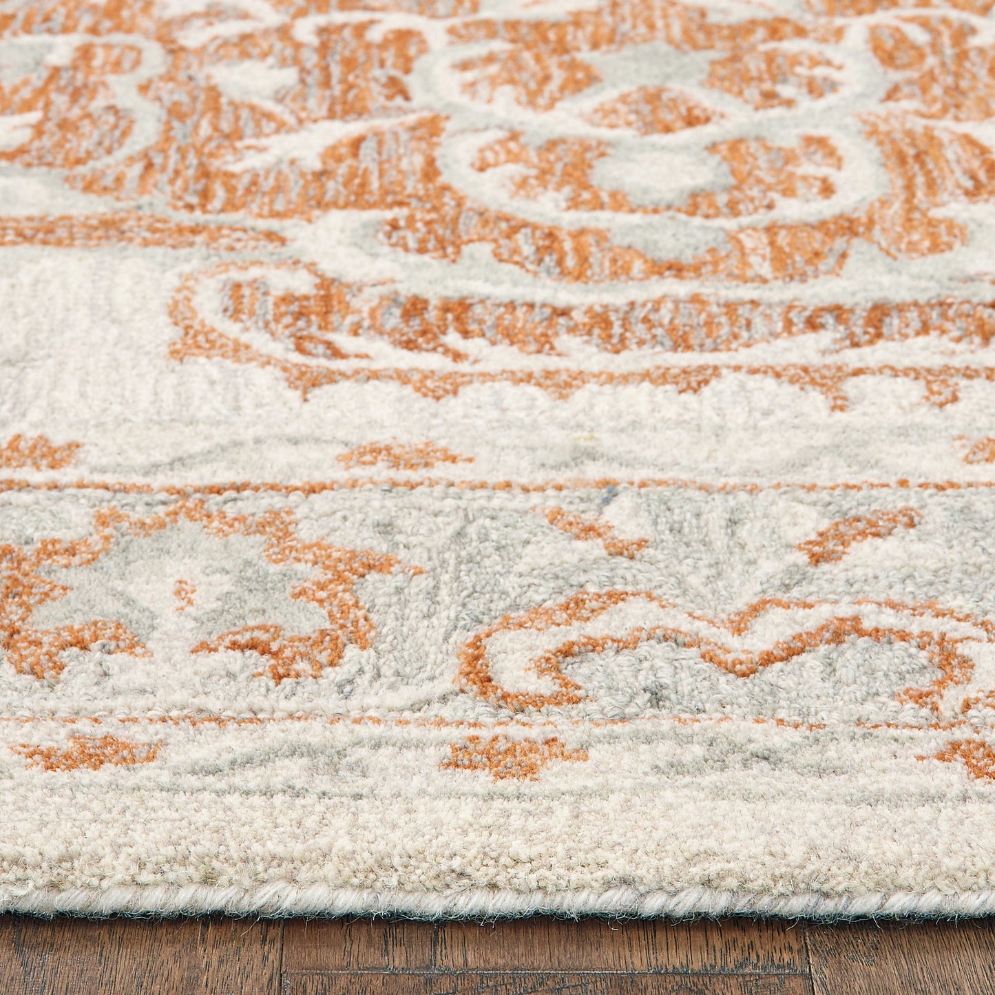 Modern Traditions-81287 Traditional Hand-Tufted Orange/Gray Cotton Indoor Area Rug - LR Home
