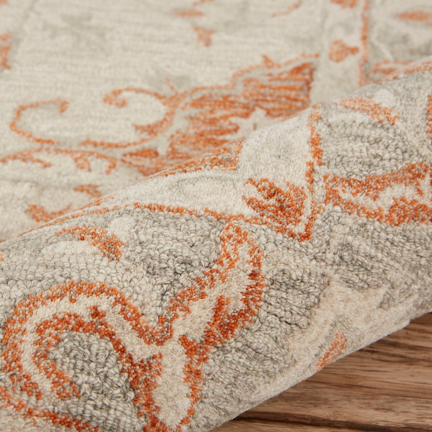 Modern Traditions-81287 Traditional Hand-Tufted Orange/Gray Cotton Indoor Area Rug - LR Home