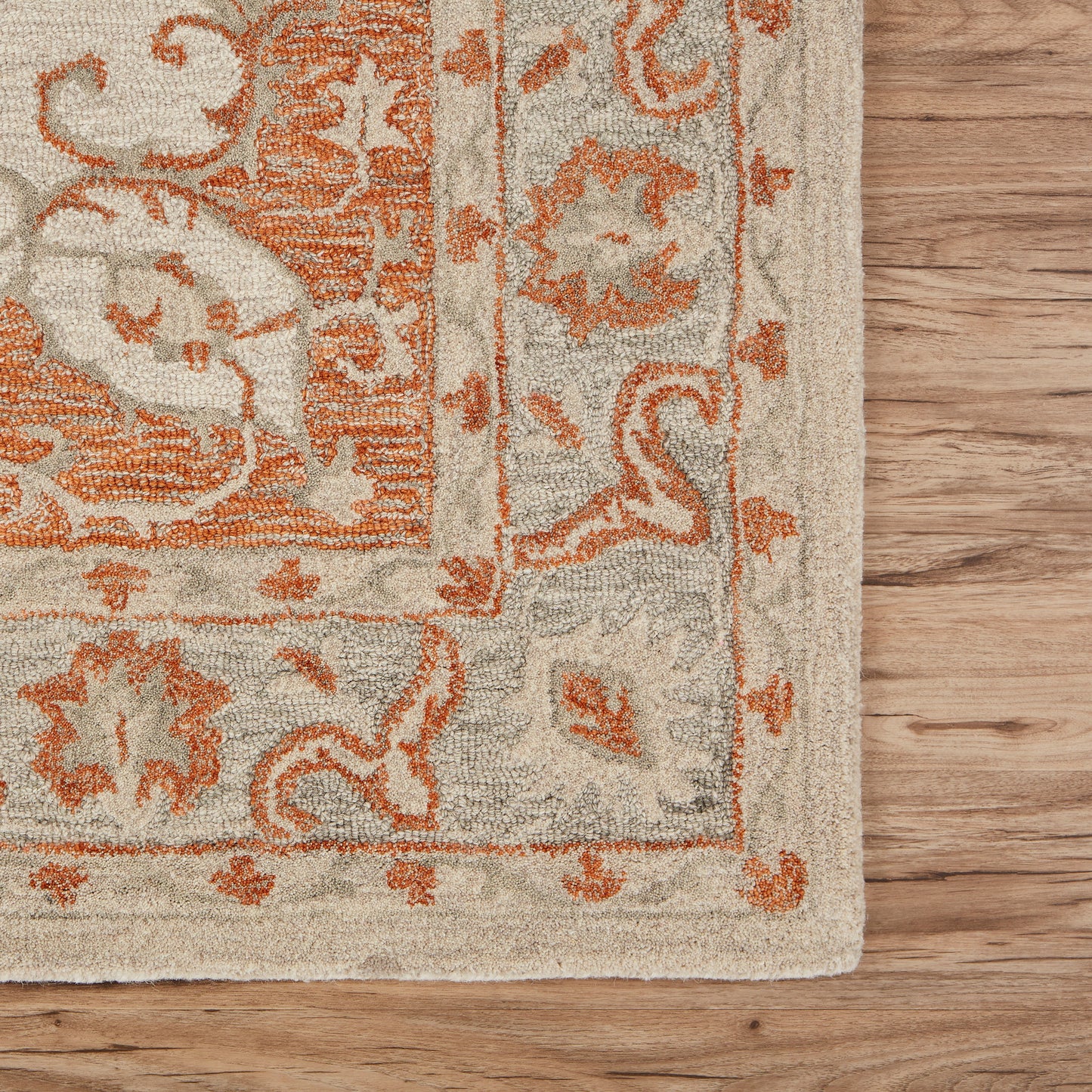 Modern Traditions-81287 Traditional Hand-Tufted Orange/Gray Cotton Indoor Area Rug - LR Home